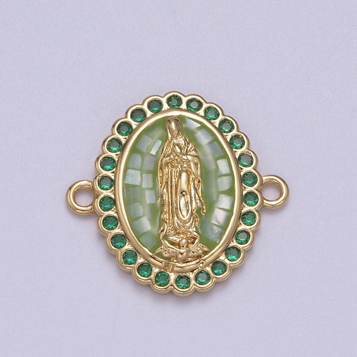 24k gold filled micro pave lady guadalupe charm connector, cz pave virgin mary charm for necklace, bracelet jewelry making y-460