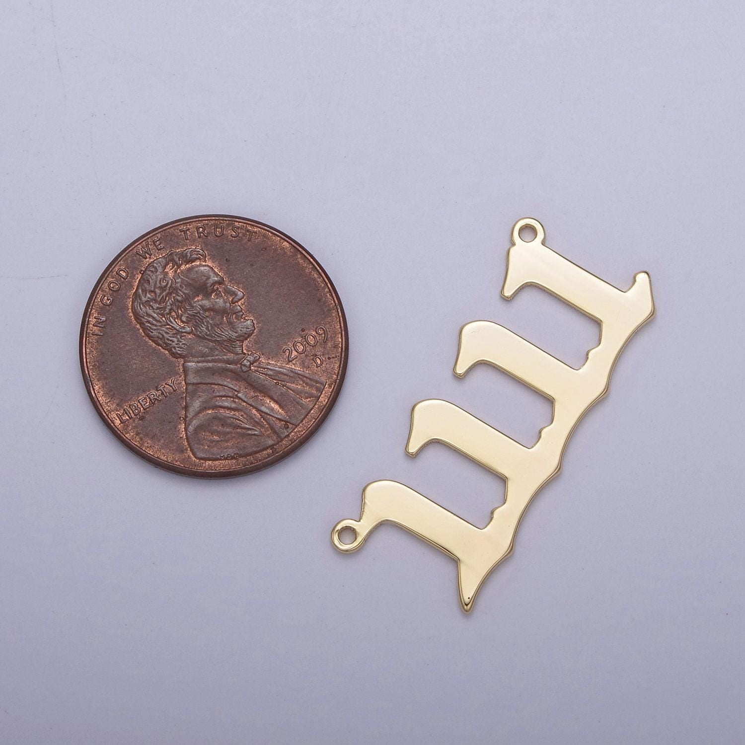 1111 gold filled angel number charm connector lucky number for necklace bracelet component y-459