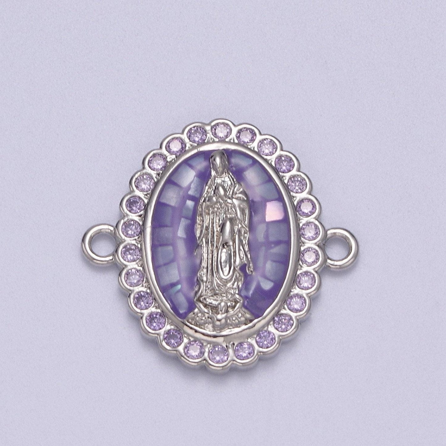 24k gold filled micro pave lady guadalupe charm connector, cz pave virgin mary charm for necklace, bracelet jewelry making y-460