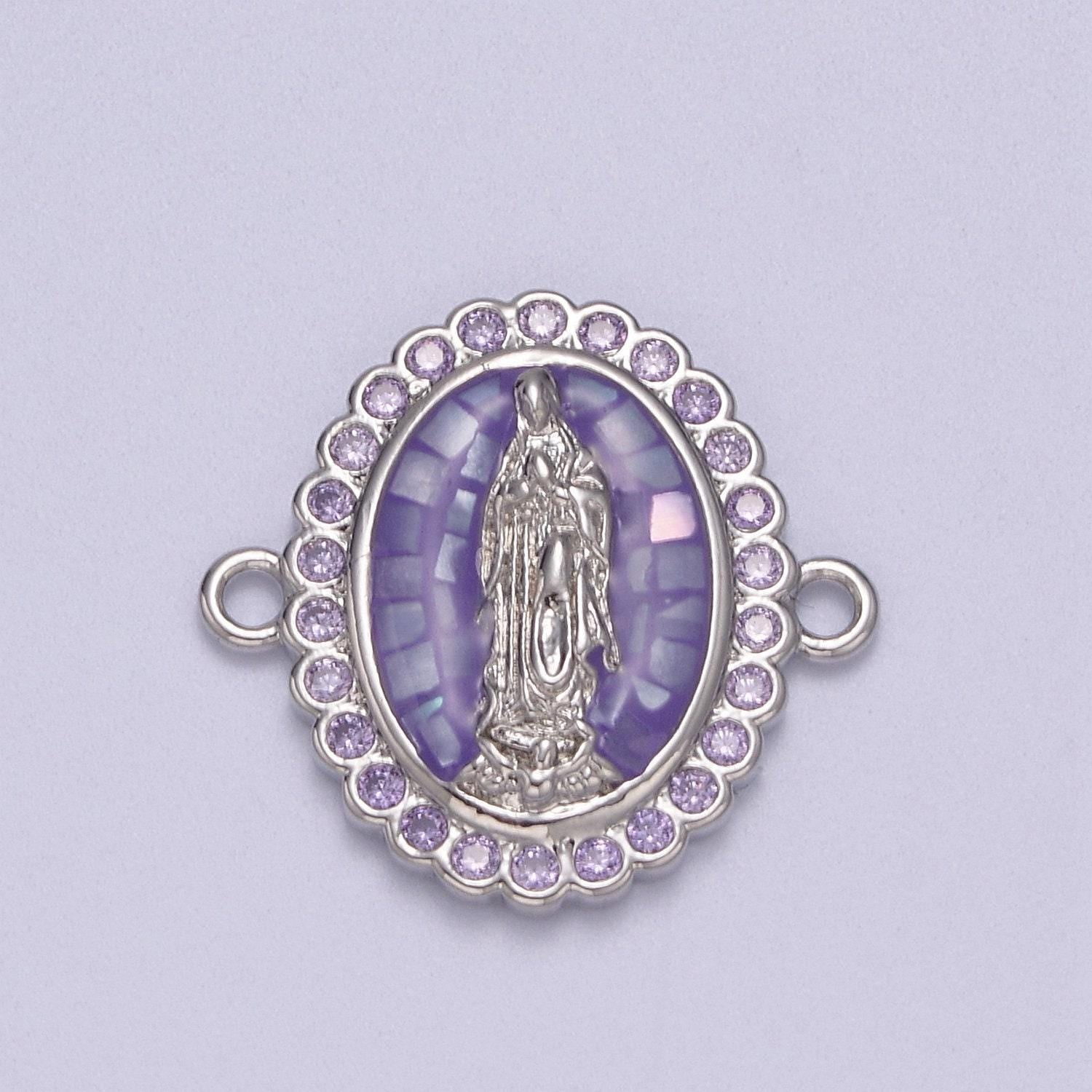 24k gold filled micro pave lady guadalupe charm connector, cz pave virgin mary charm for necklace, bracelet jewelry making y-460