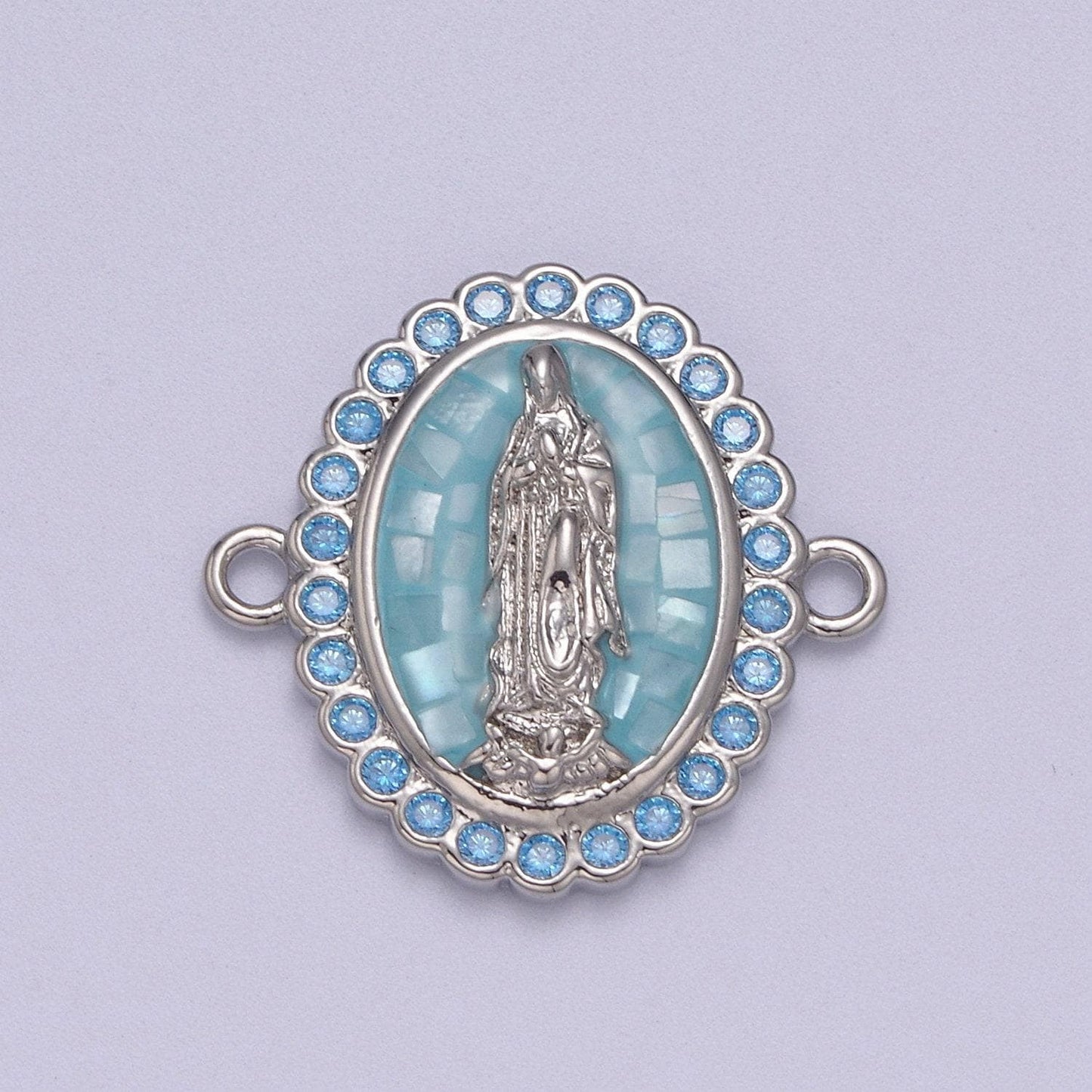 24k gold filled micro pave lady guadalupe charm connector, cz pave virgin mary charm for necklace, bracelet jewelry making y-460