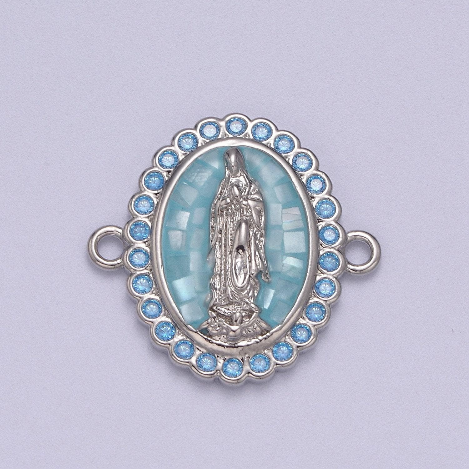 24k gold filled micro pave lady guadalupe charm connector, cz pave virgin mary charm for necklace, bracelet jewelry making y-460