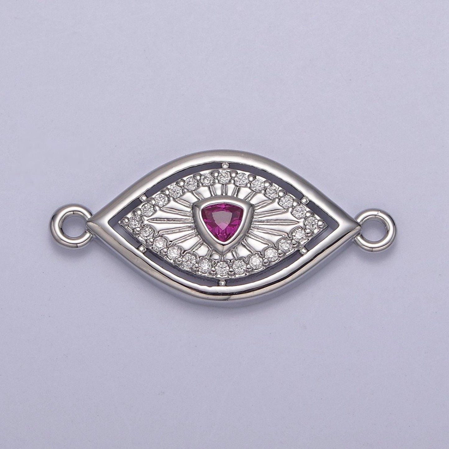 Dainty 14k gold filled evil eye charm connector for bracelet necklace component two hole charm link connector finding supply y-450