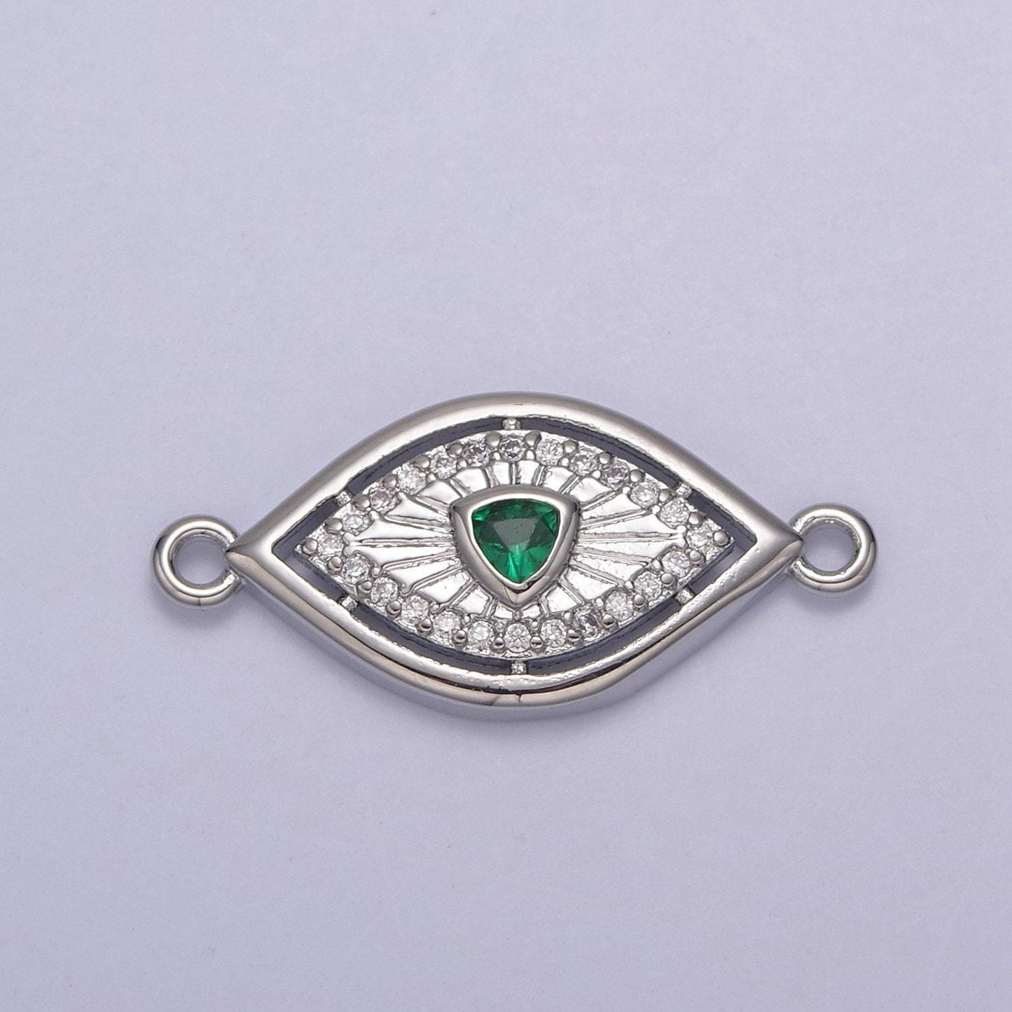 Dainty 14k gold filled evil eye charm connector for bracelet necklace component two hole charm link connector finding supply y-450