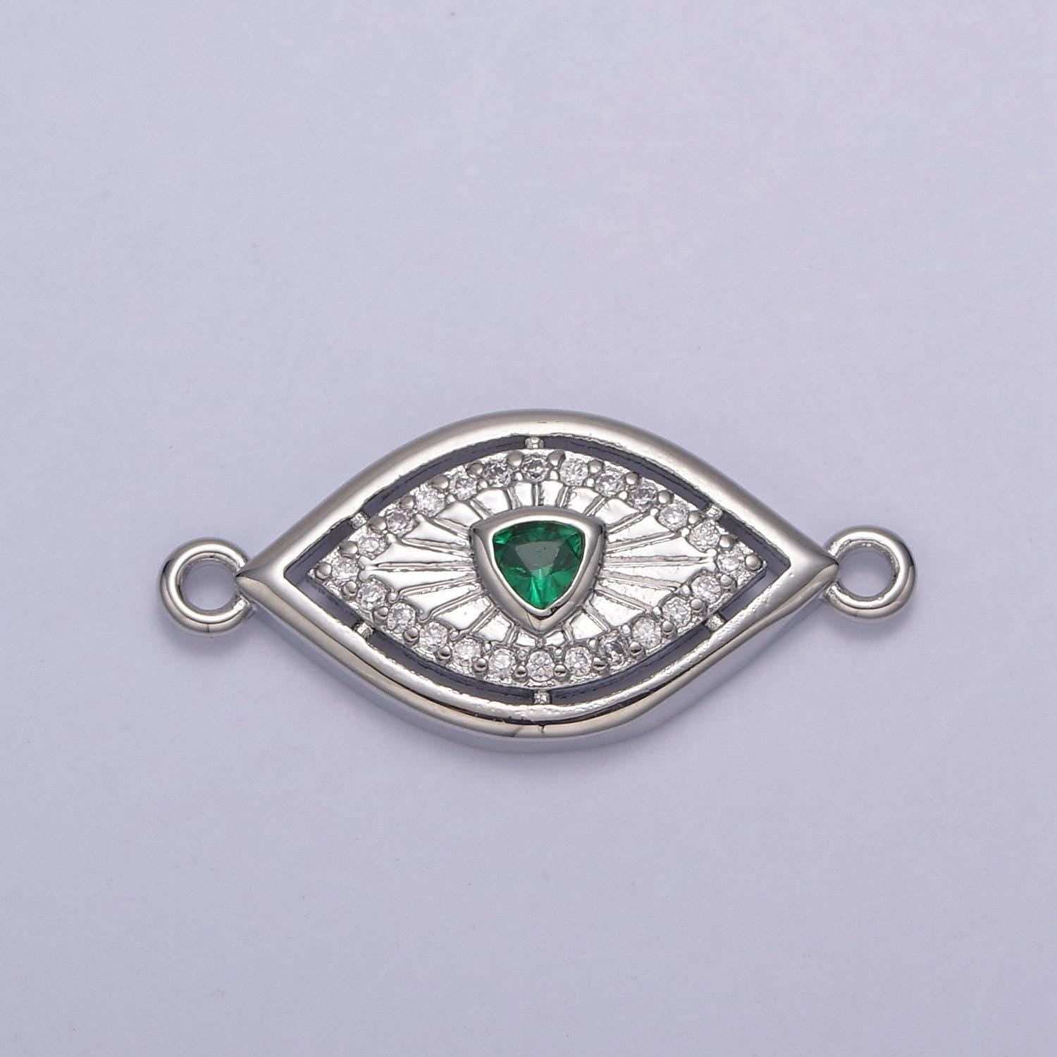 Dainty 14k gold filled evil eye charm connector for bracelet necklace component two hole charm link connector finding supply y-450