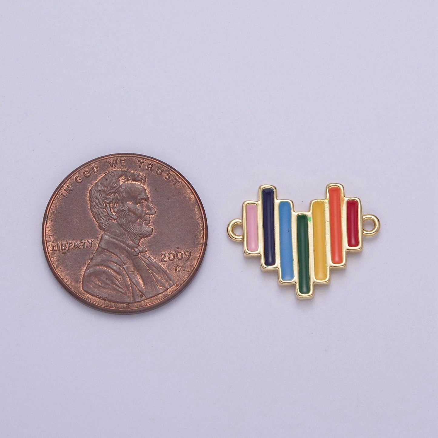 Dainty gold enamel rainbow heart connector pendant love friendship charm necklace bracelet diy lgbtq jewelry making supply y-446