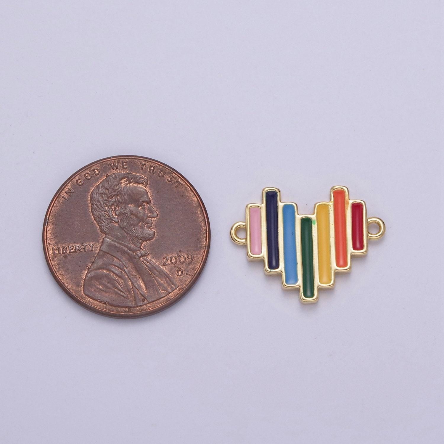 Dainty gold enamel rainbow heart connector pendant love friendship charm necklace bracelet diy lgbtq jewelry making supply y-446