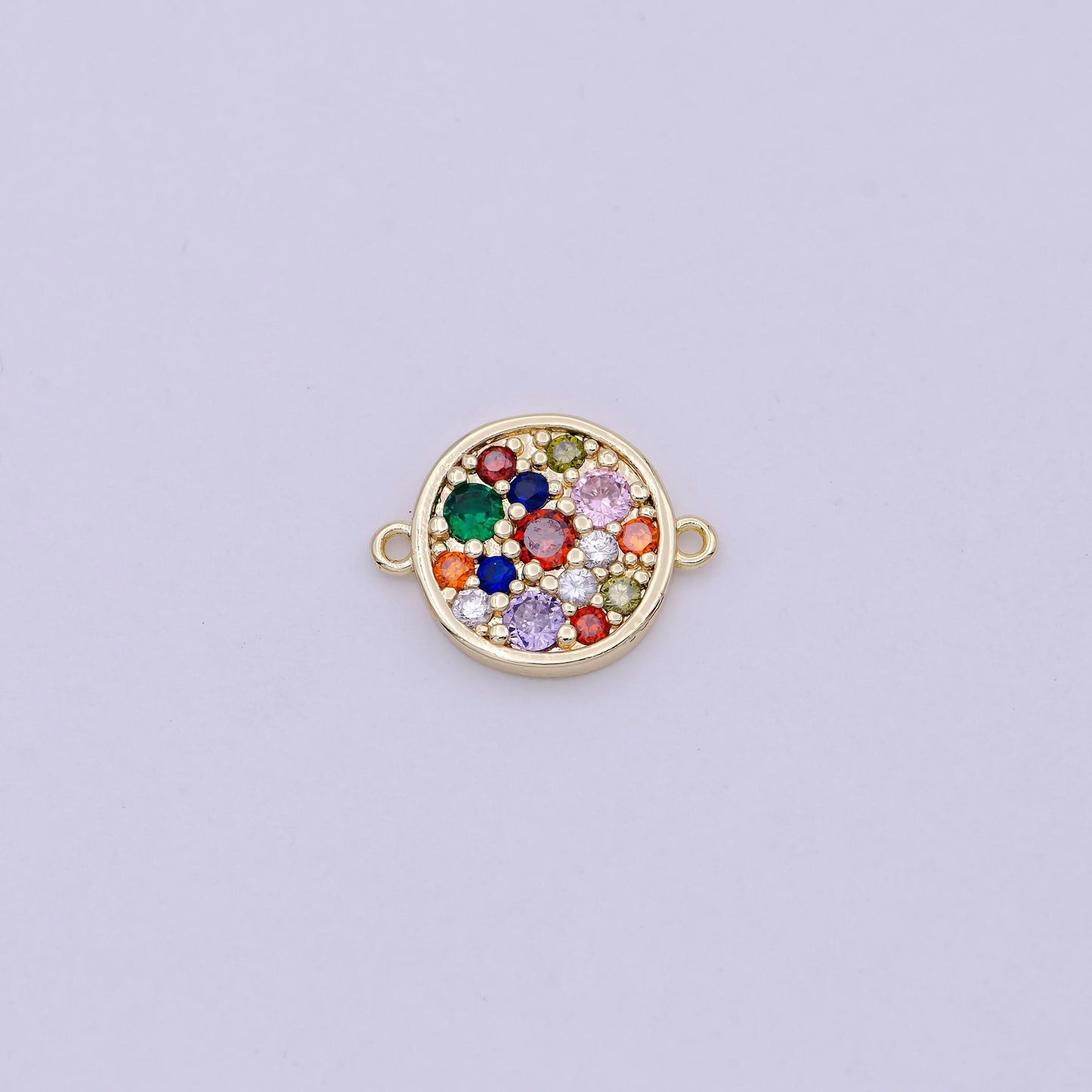 Multi color rainbow mini gold round charm connector for bracelet necklace component y-429