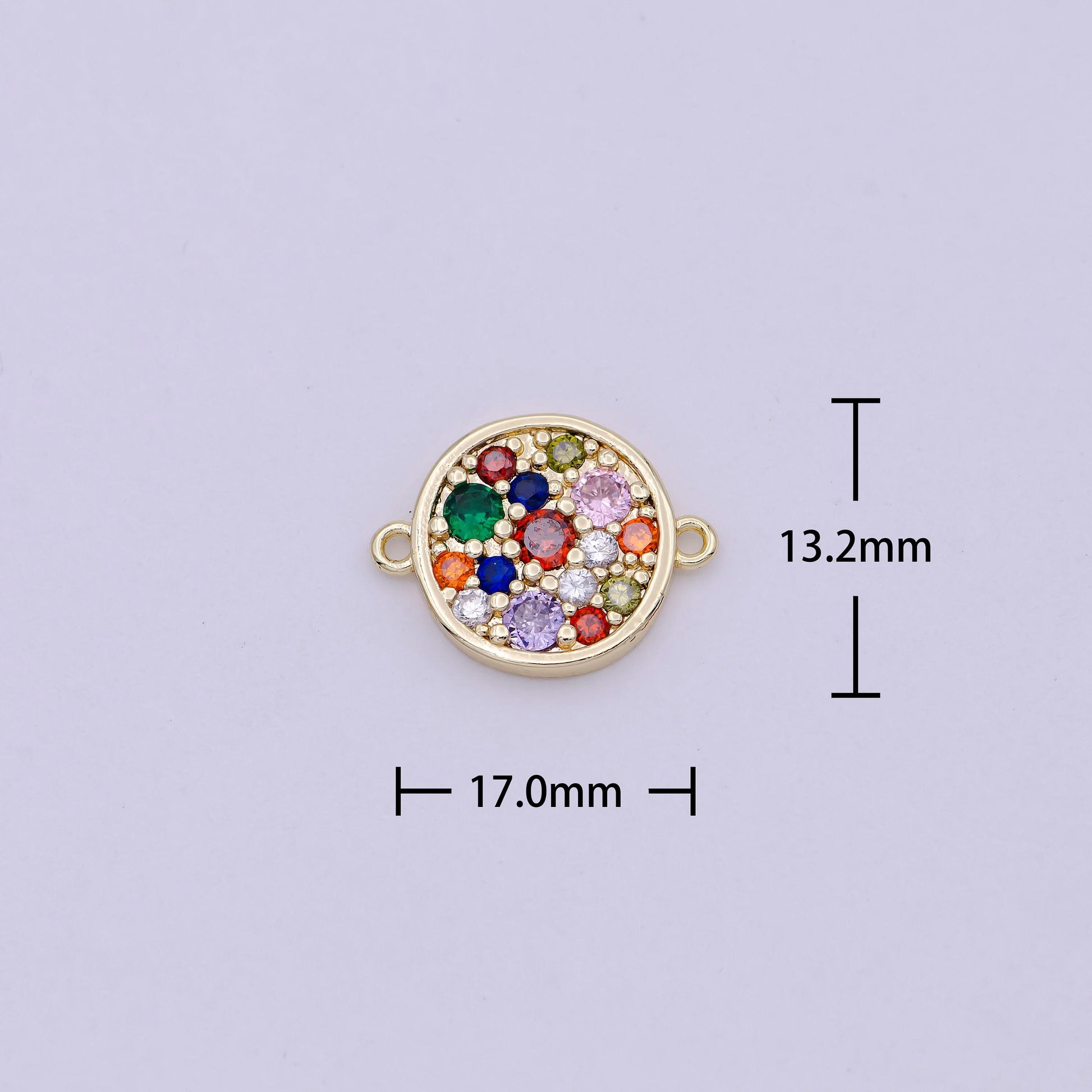 Multi color rainbow mini gold round charm connector for bracelet necklace component y-429