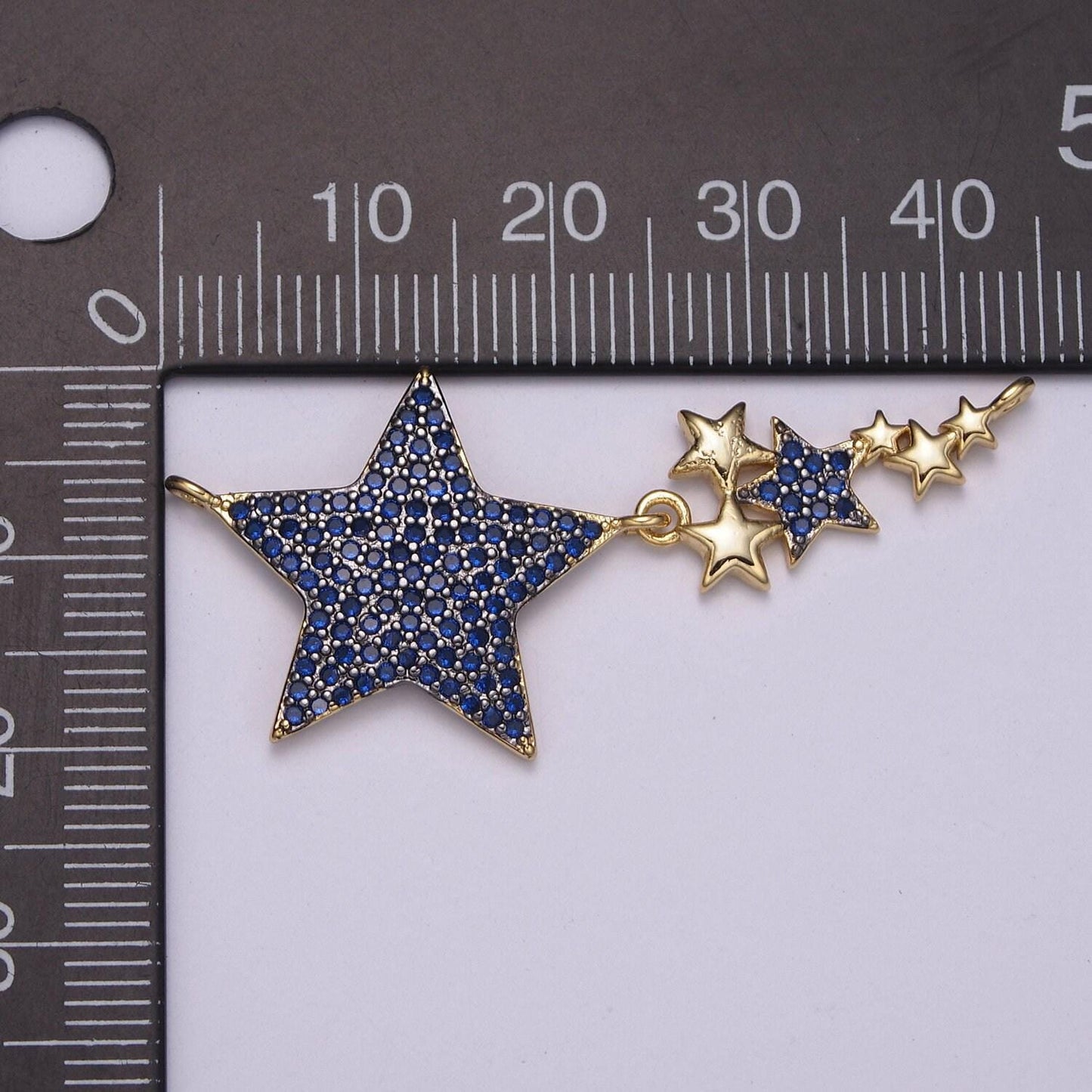 Starlight blue cz charm connector, cz micro pave star charm, cubic zirconia star connector for necklace pendant double bail,y-421