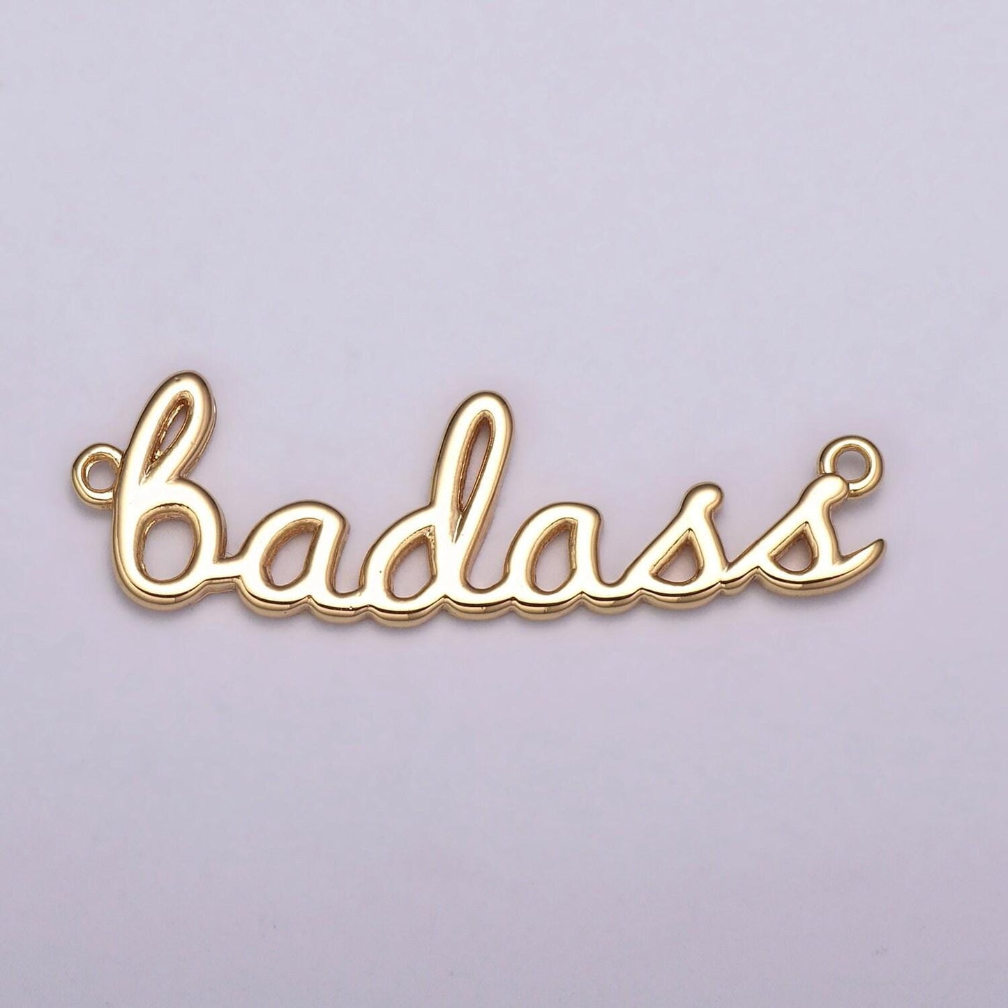 Dainty gold filled badass charm for necklace bracelet link connector badass word cursive jewelry silver script swear word trend jewelry