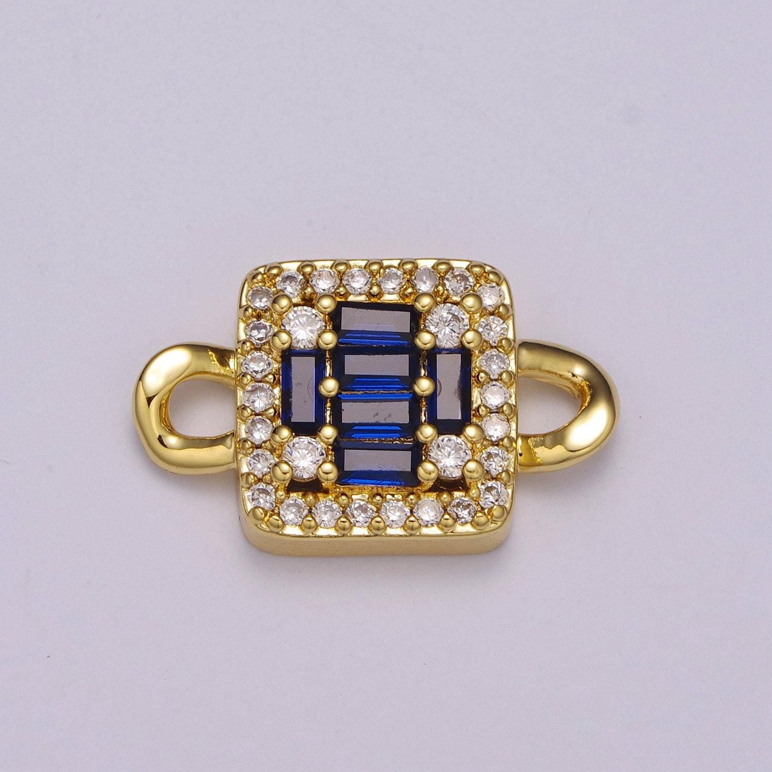 Mini square charm connector 14k gold filled link connector micro pave cz connector for bracelet necklace earring supply,