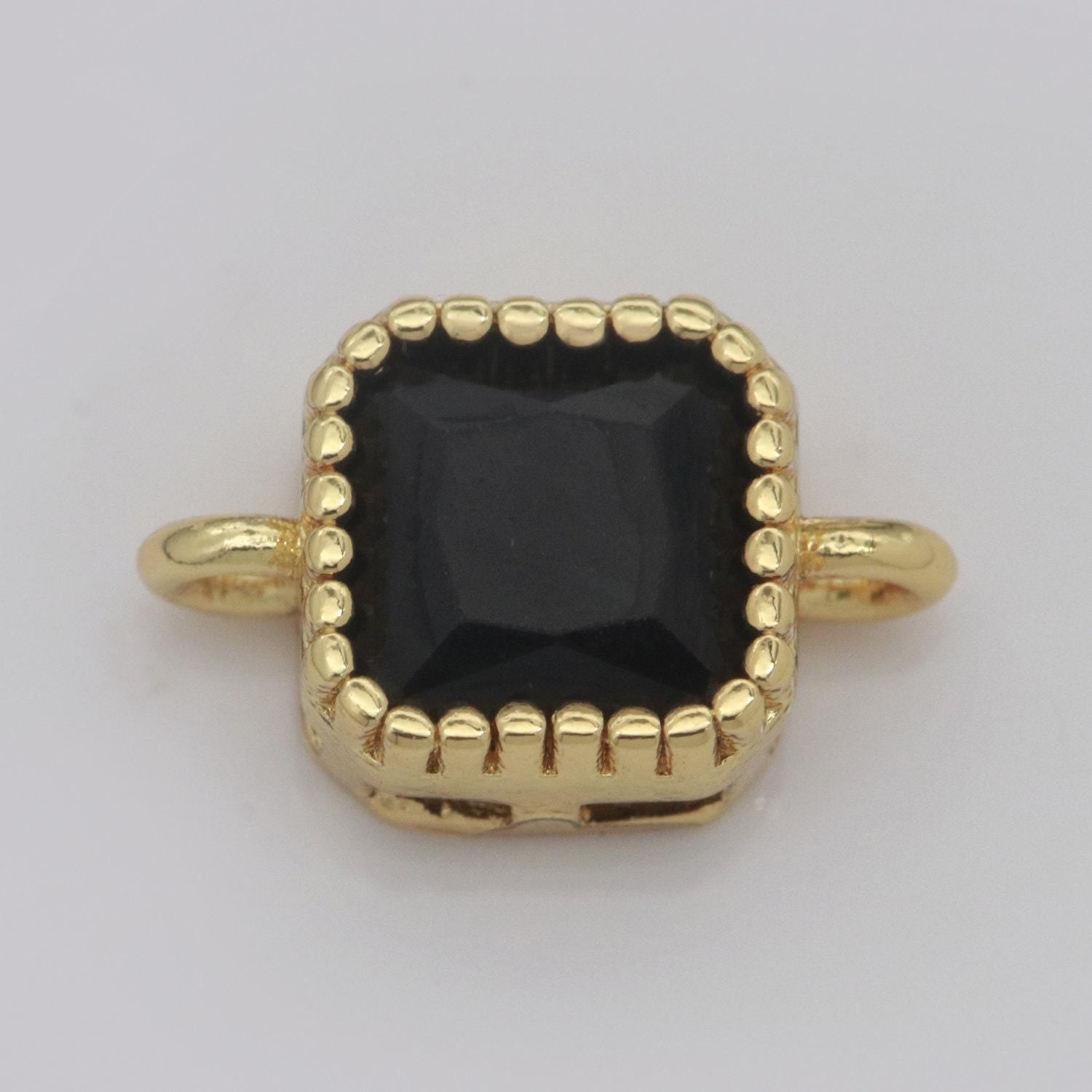 Square solitaire cz gold connector muscular diamond cut dainty cubic zirconia connector for necklace bracelet supply y338-y345