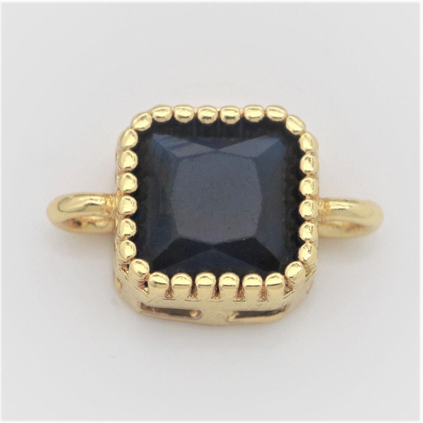 Square solitaire cz gold connector muscular diamond cut dainty cubic zirconia connector for necklace bracelet supply y338-y345