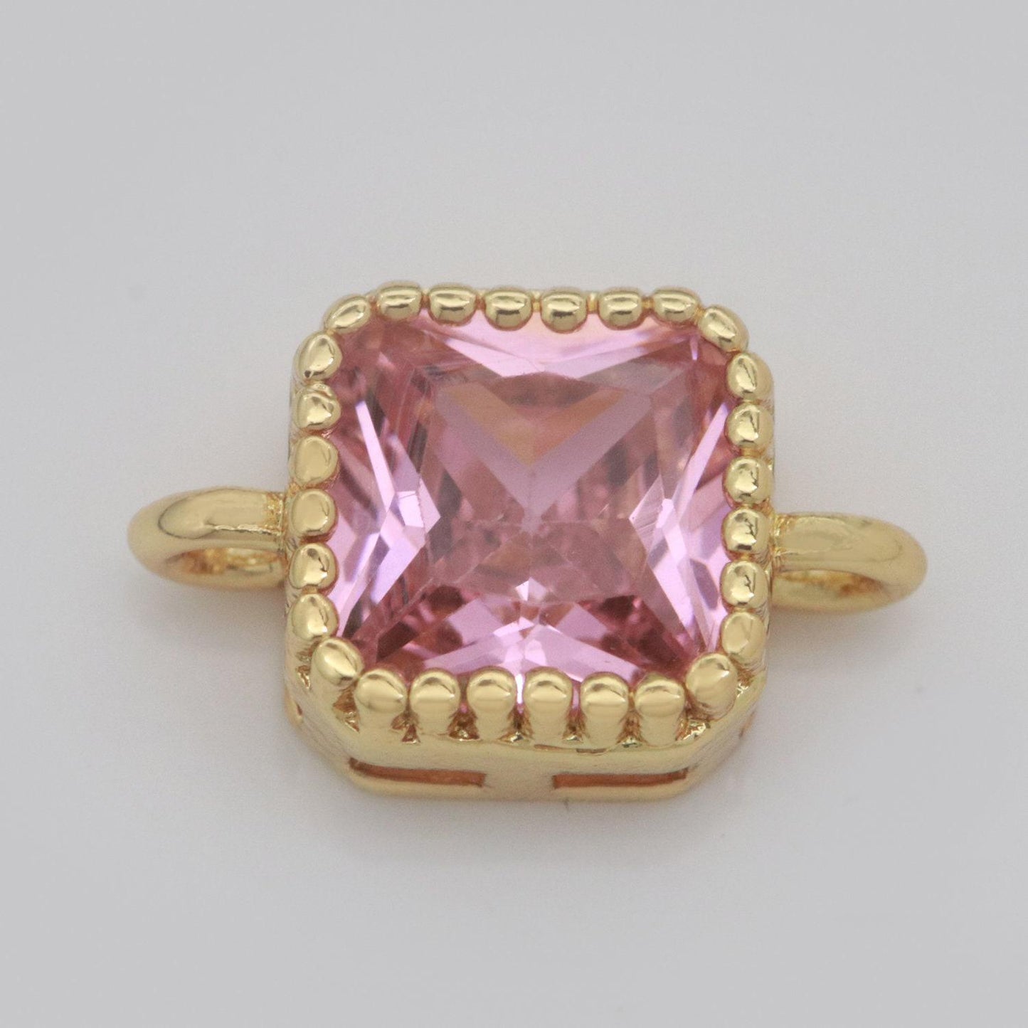 Square solitaire cz gold connector muscular diamond cut dainty cubic zirconia connector for necklace bracelet supply y338-y345