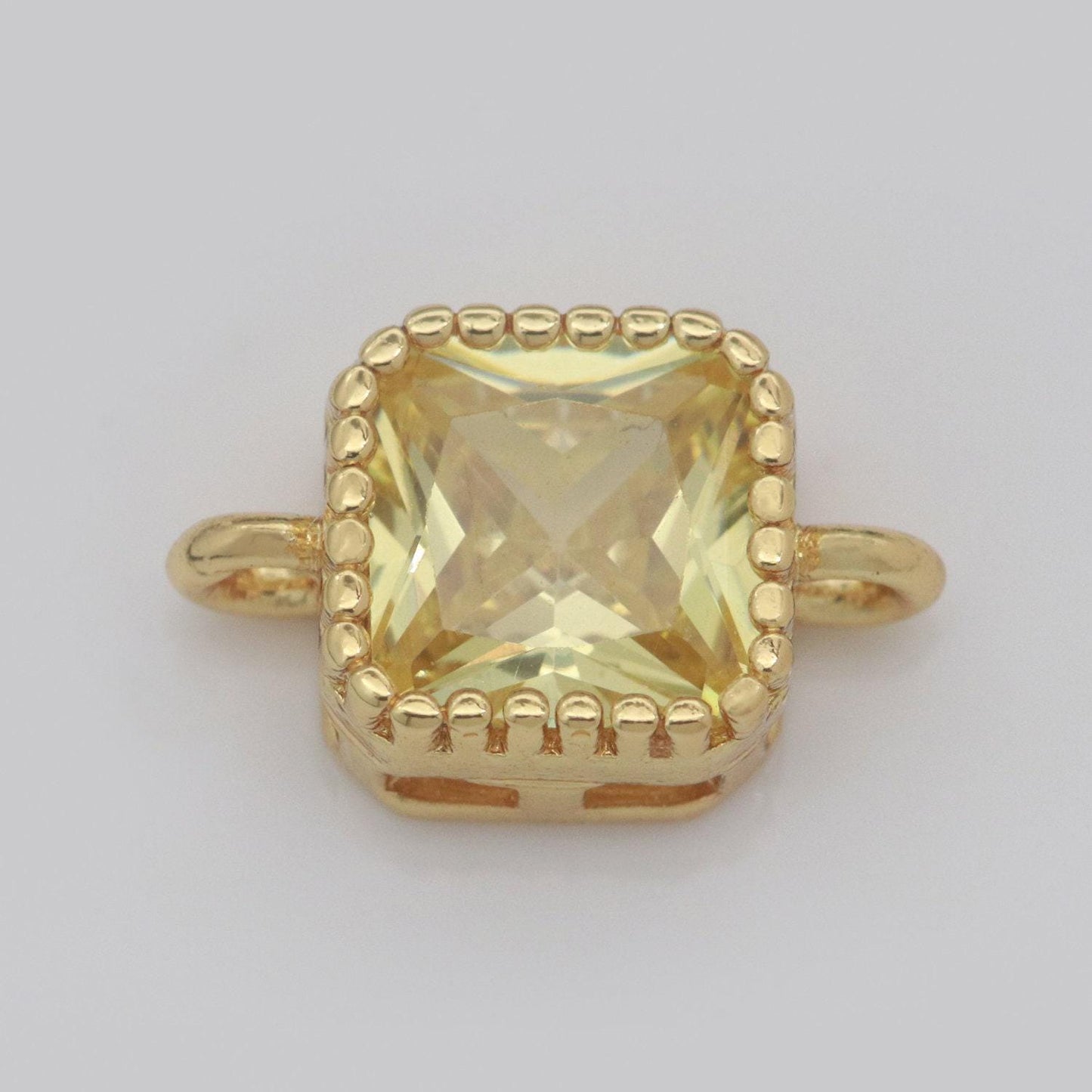 Square solitaire cz gold connector muscular diamond cut dainty cubic zirconia connector for necklace bracelet supply y338-y345