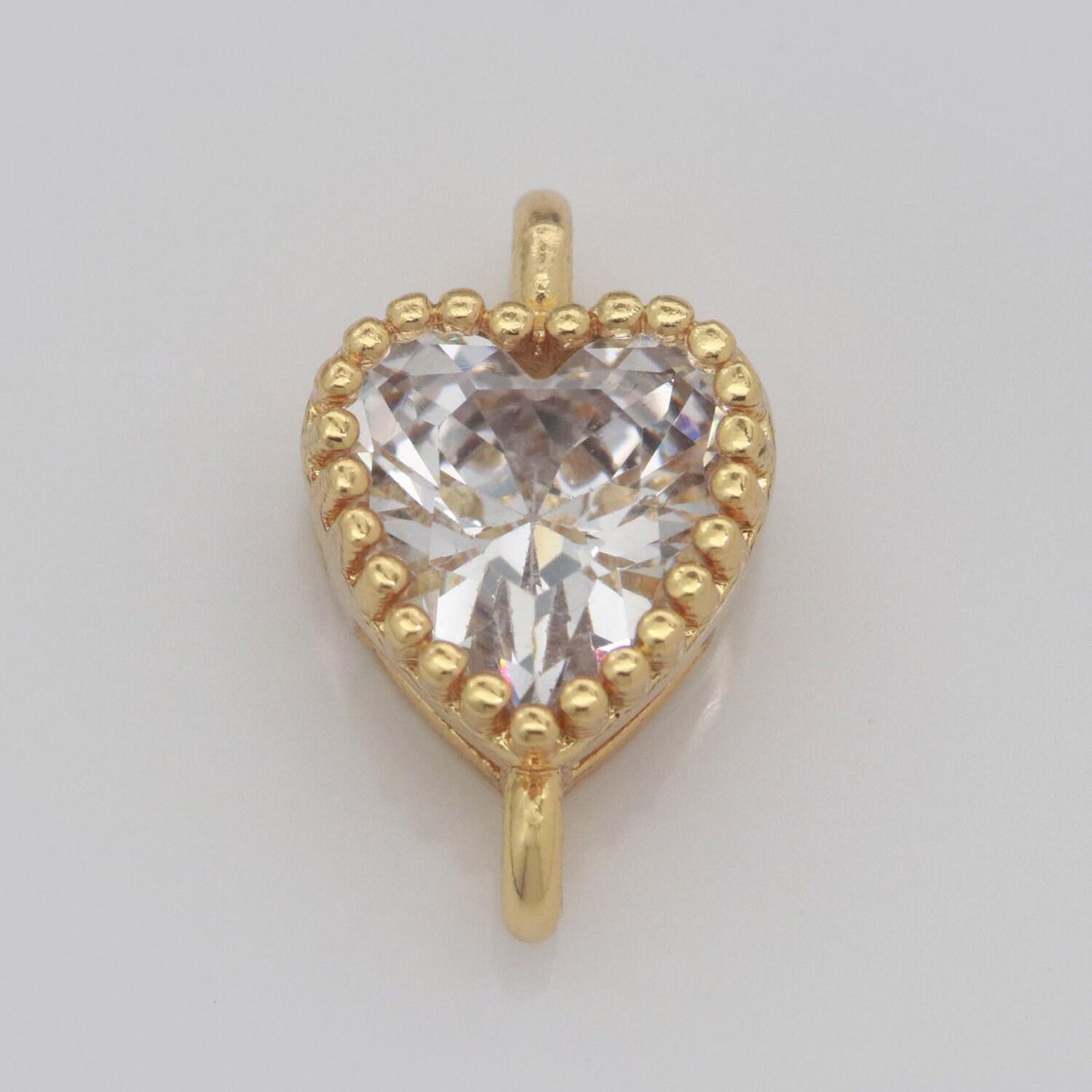 Heart solitaire cz gold connector love diamond cut dainty cubic zirconia connector for necklace bracelet supply y330- y337