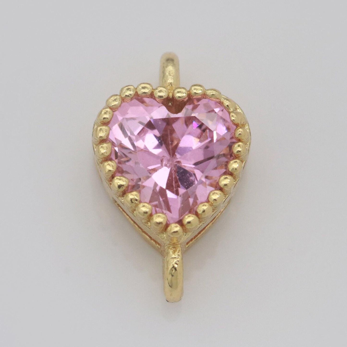 Heart solitaire cz gold connector love diamond cut dainty cubic zirconia connector for necklace bracelet supply y330- y337