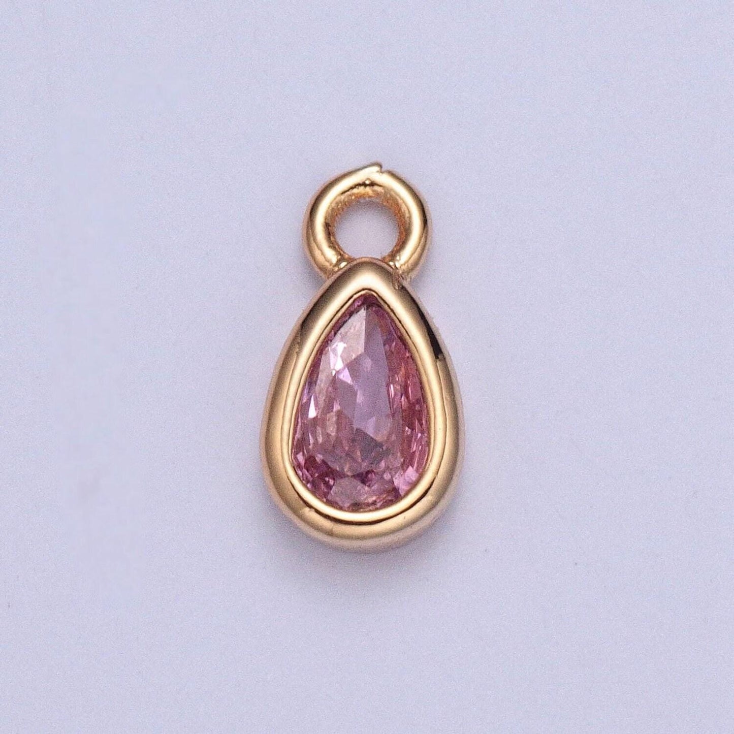 Birthstone color mini small teardrop charm cubic tear drop gold charm for bracelet earring necklace jewelry making supply