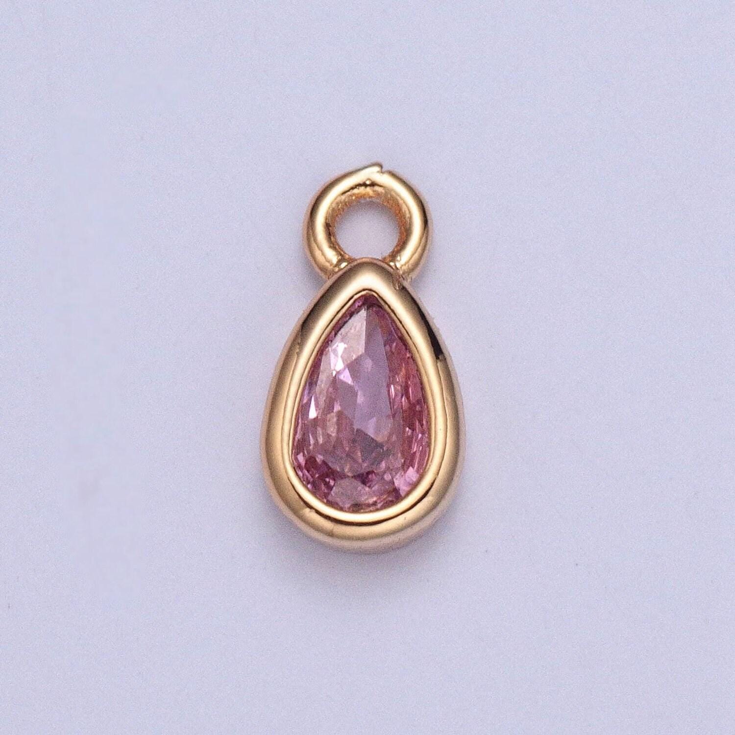 Birthstone color mini small teardrop charm cubic tear drop gold charm for bracelet earring necklace jewelry making supply