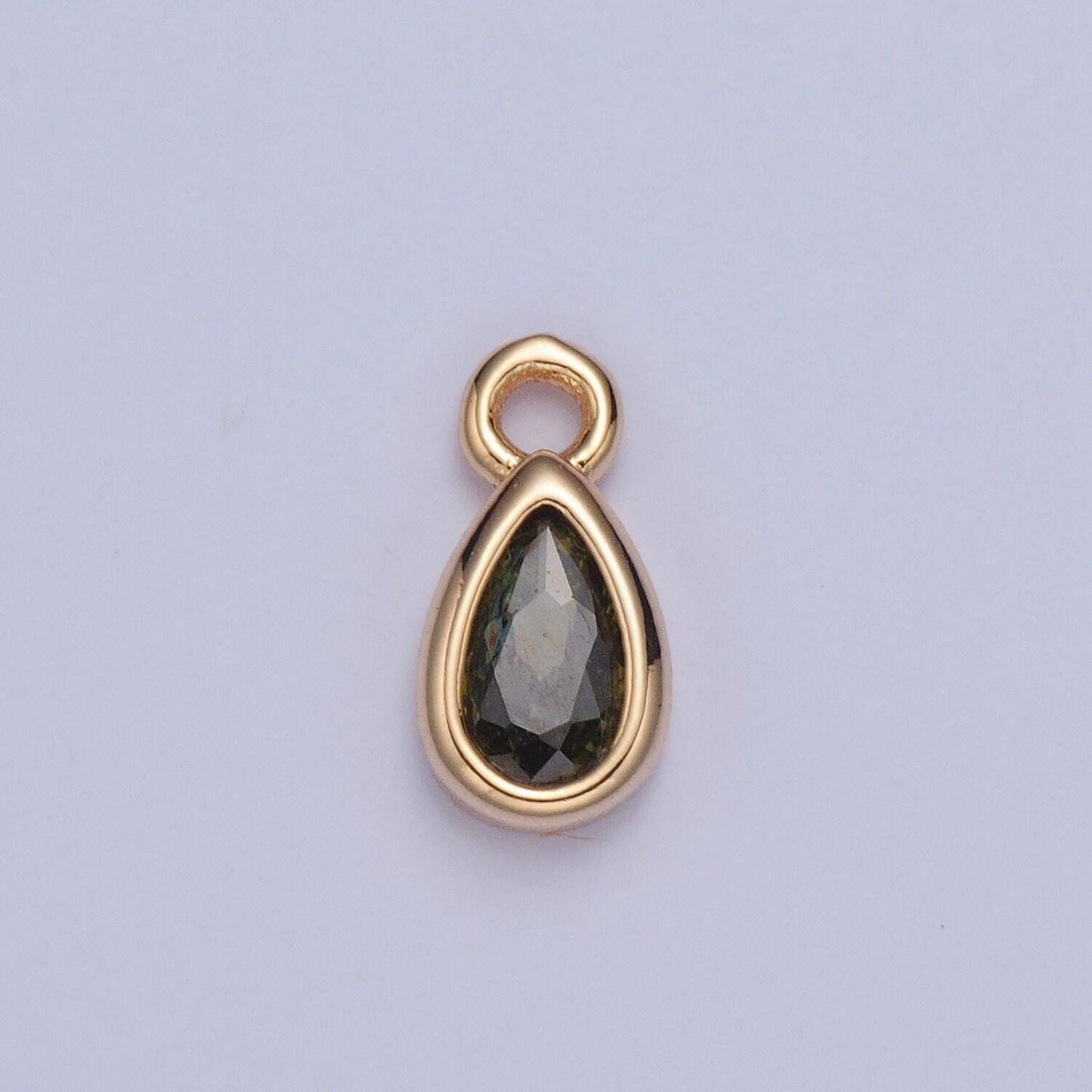 Birthstone color mini small teardrop charm cubic tear drop gold charm for bracelet earring necklace jewelry making supply