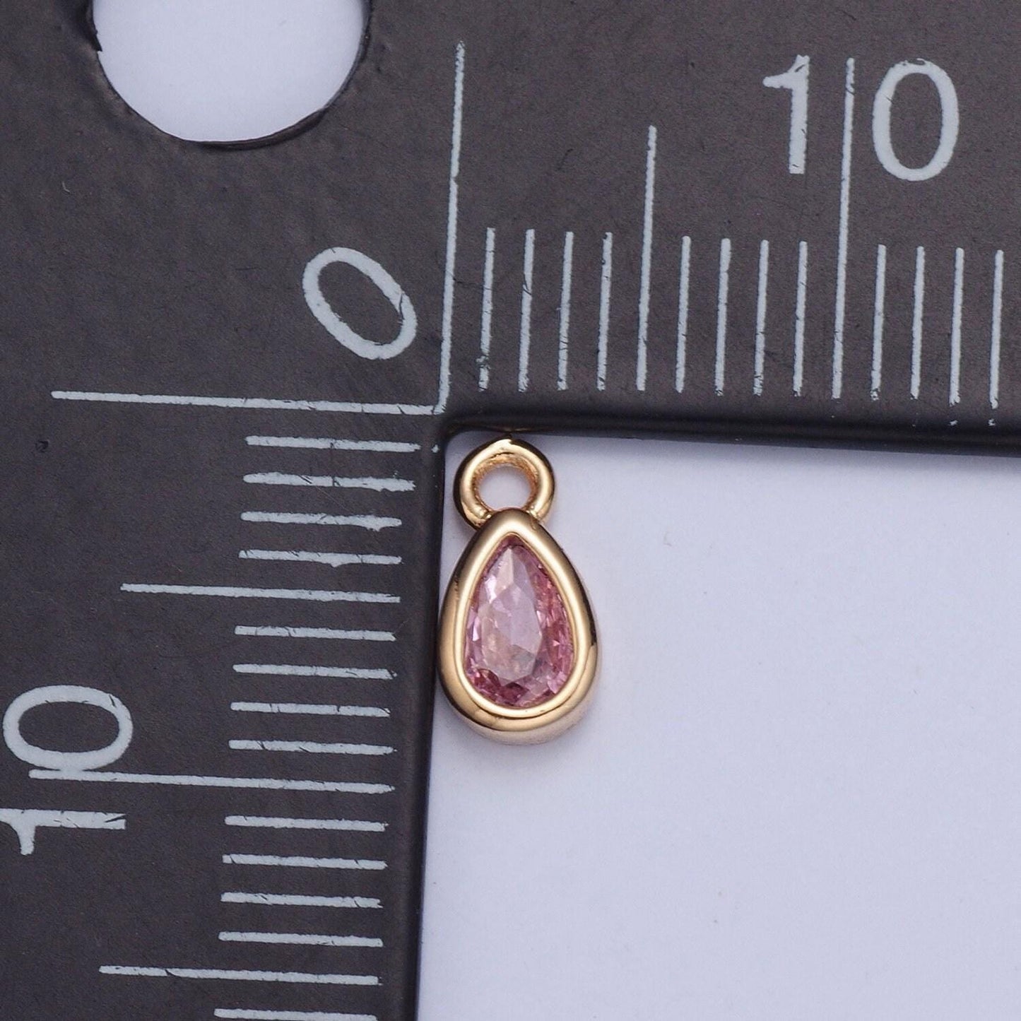 Birthstone color mini small teardrop charm cubic tear drop gold charm for bracelet earring necklace jewelry making supply