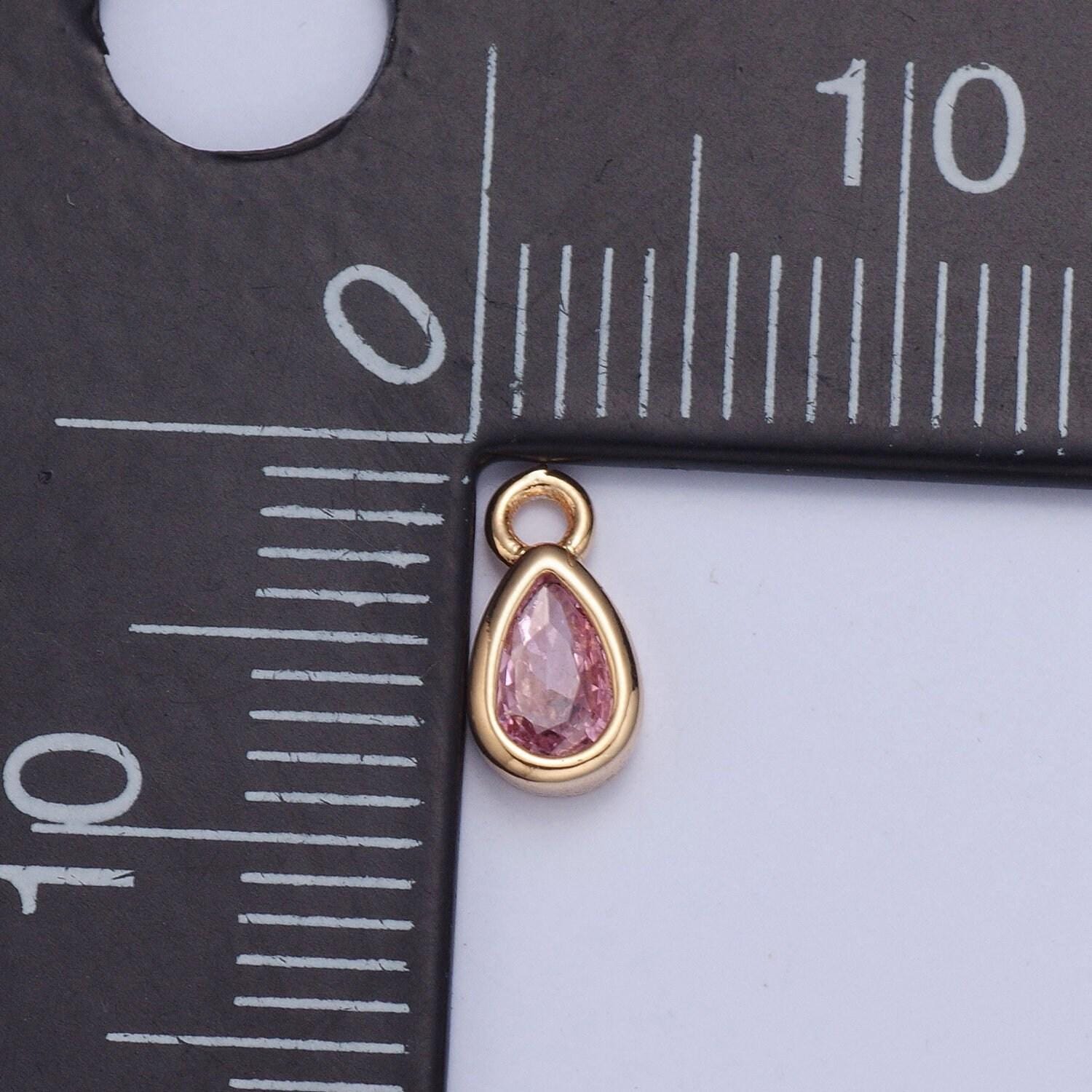 Birthstone color mini small teardrop charm cubic tear drop gold charm for bracelet earring necklace jewelry making supply