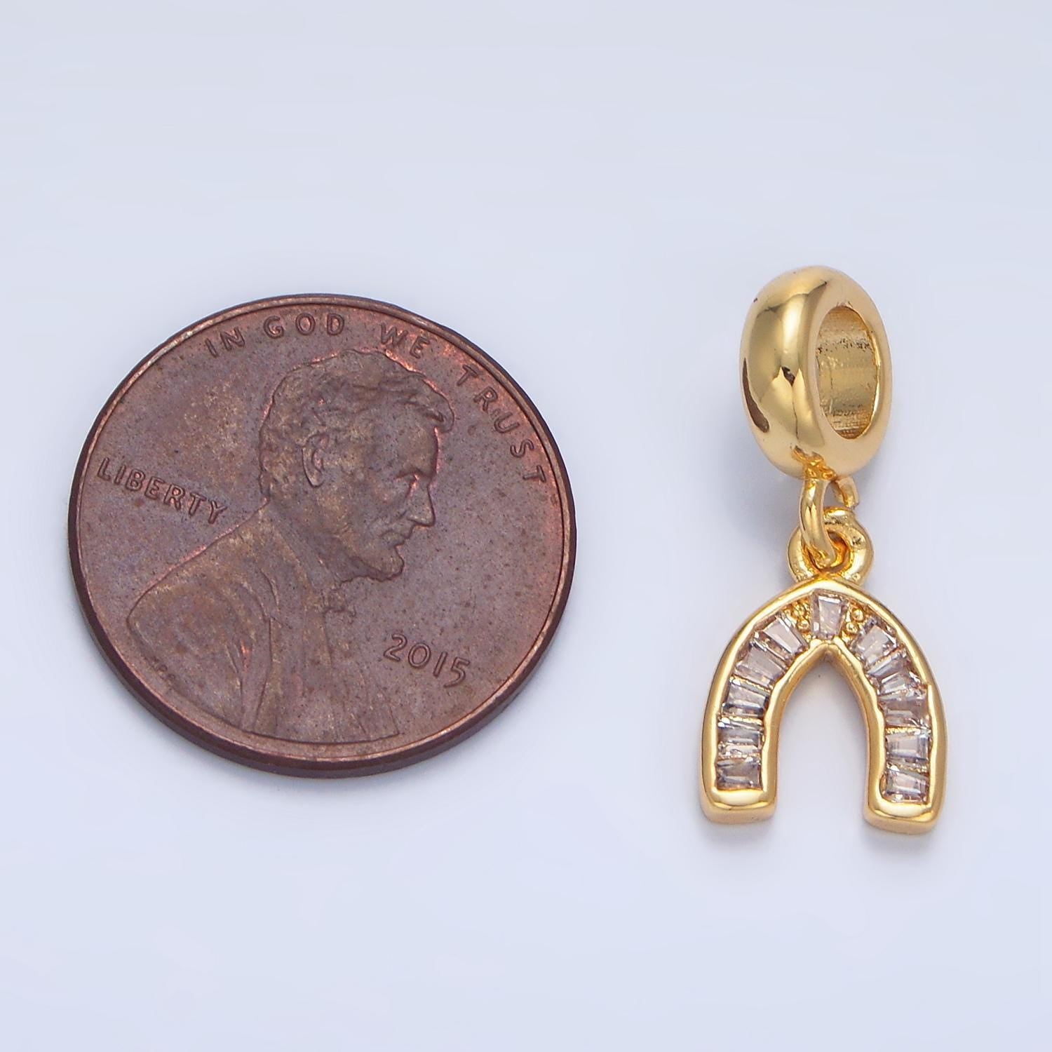 Mini horseshoe charm 24k gold filled baguette lucky charm pendant, horse shoe for necklace bracelet earrings jewelry making supply x913