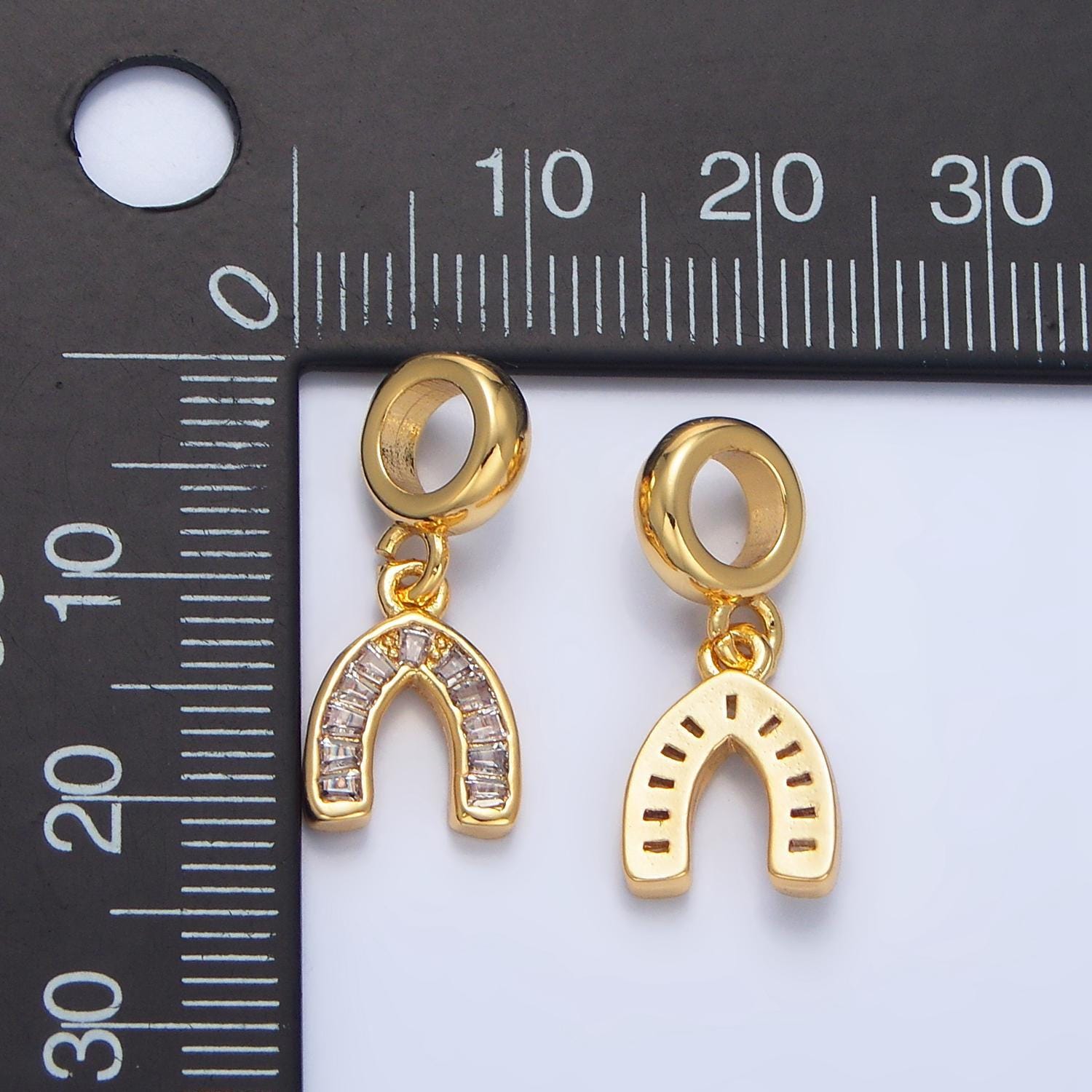 Mini horseshoe charm 24k gold filled baguette lucky charm pendant, horse shoe for necklace bracelet earrings jewelry making supply x913