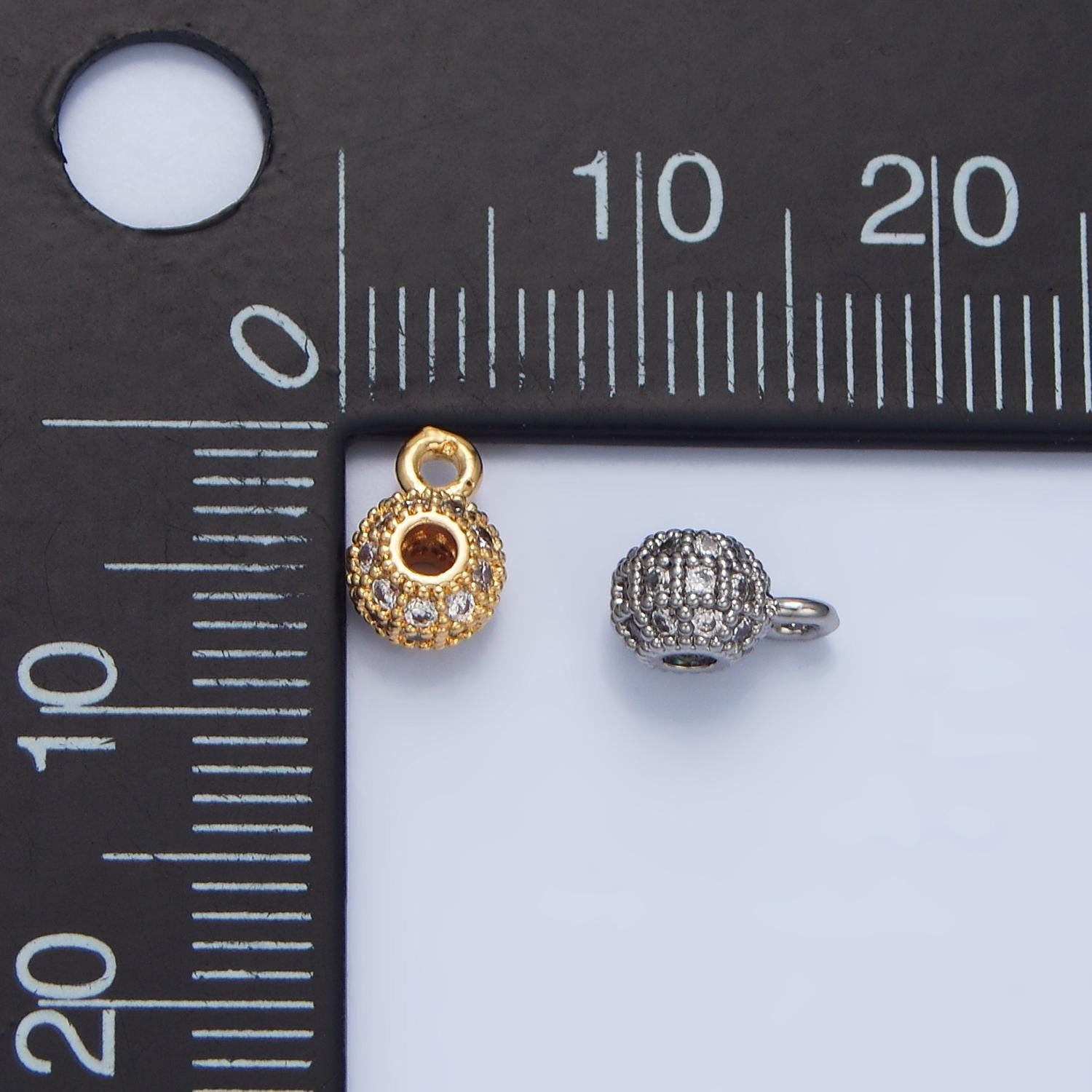 Minimalist cz micro paved rhondelle bead 24k gold filled charm in gold & silver | x-898