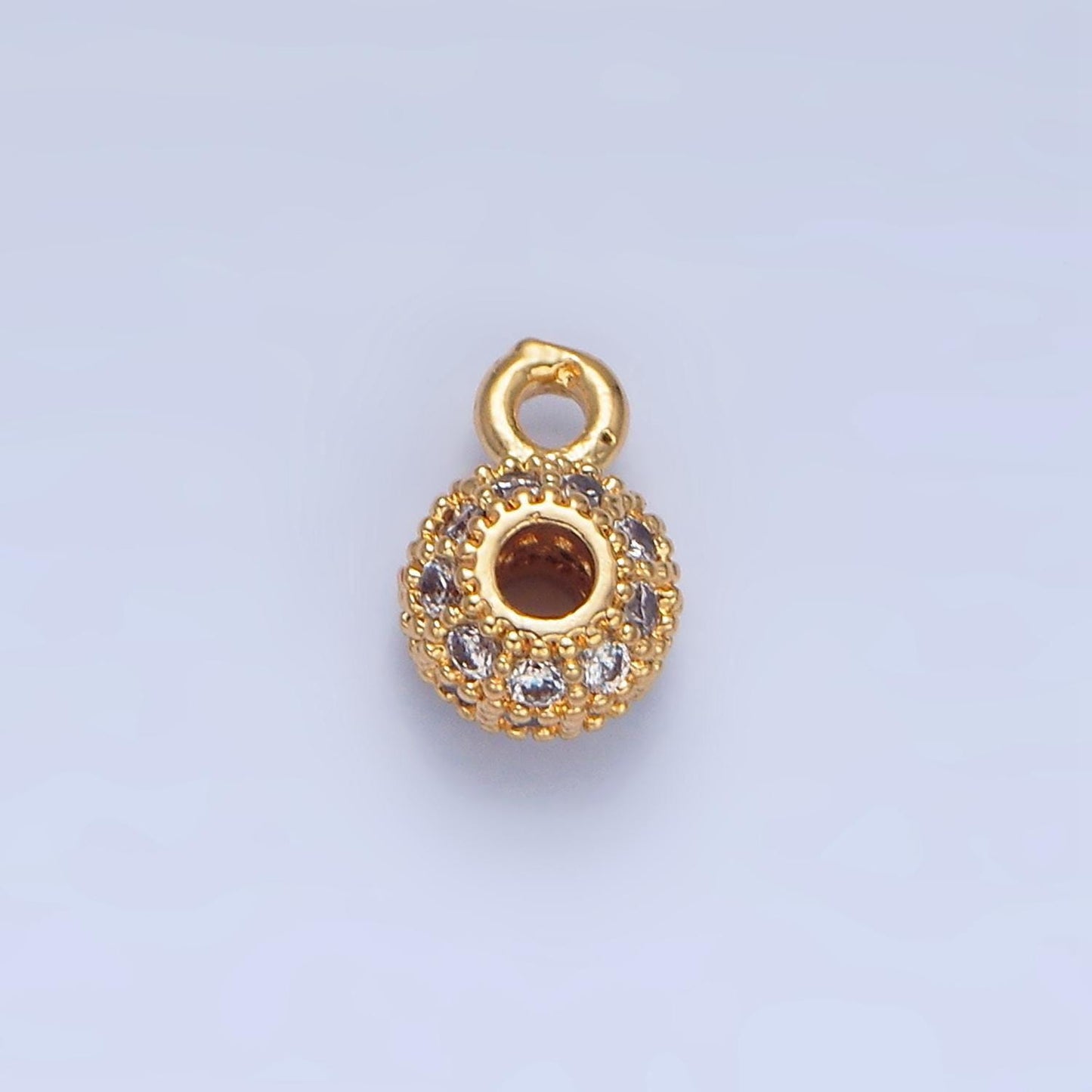 Minimalist cz micro paved rhondelle bead 24k gold filled charm in gold & silver | x-898