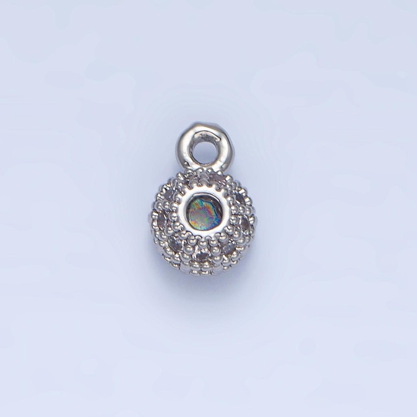 Minimalist cz micro paved rhondelle bead 24k gold filled charm in gold & silver | x-898