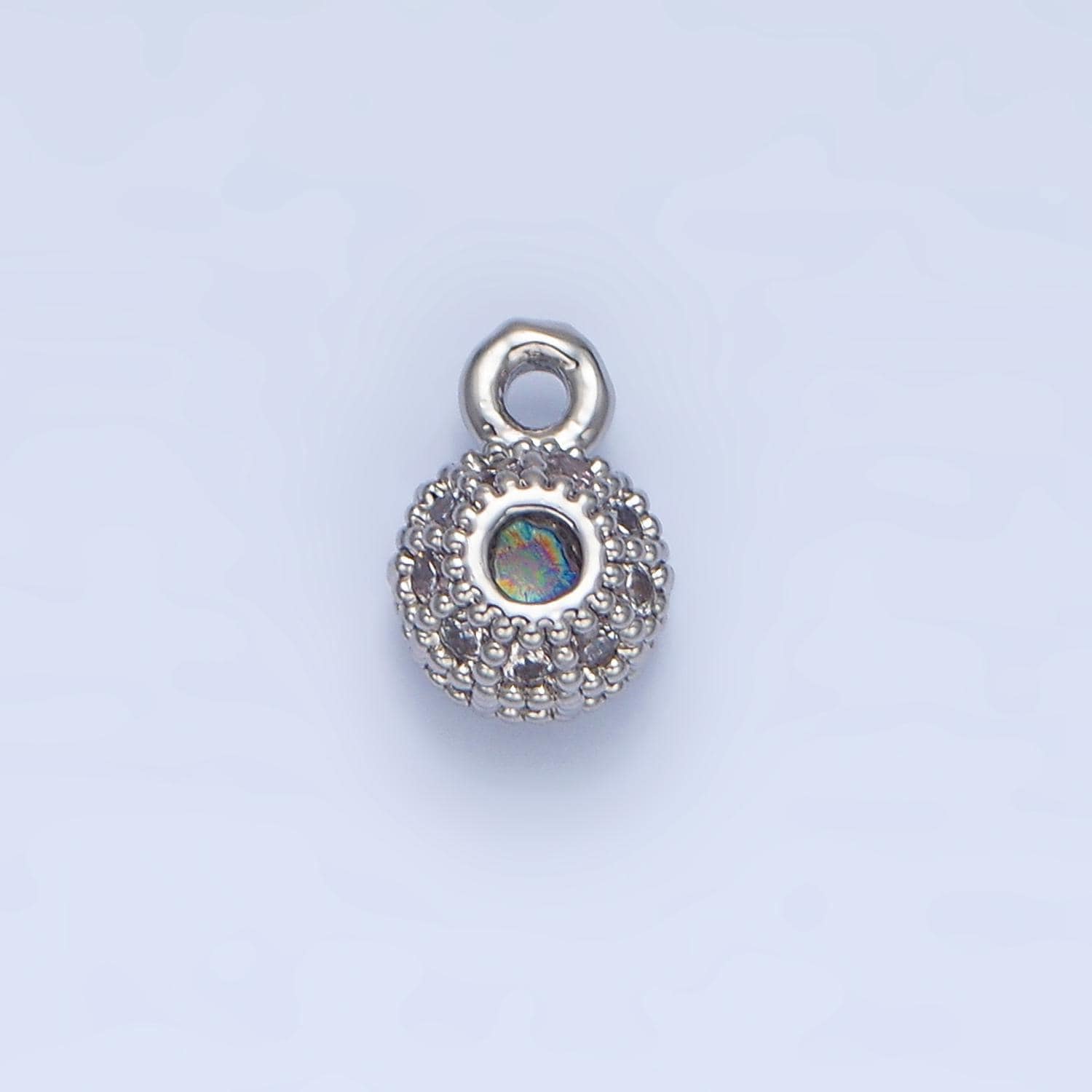 Minimalist cz micro paved rhondelle bead 24k gold filled charm in gold & silver | x-898