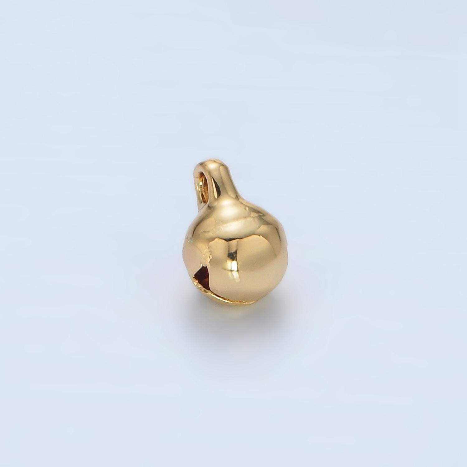 Mini jingle bell charm 6x9mm in gold & silver 24k gold filled charms | x-884
