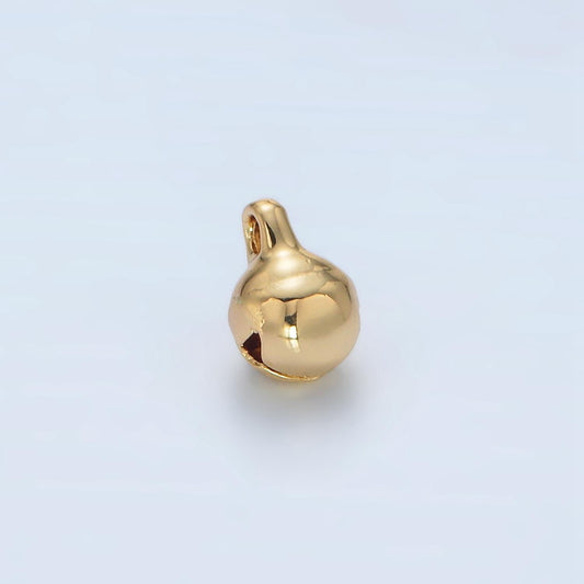 Mini jingle bell charm 6x9mm in gold & silver 24k gold filled charms | x-884