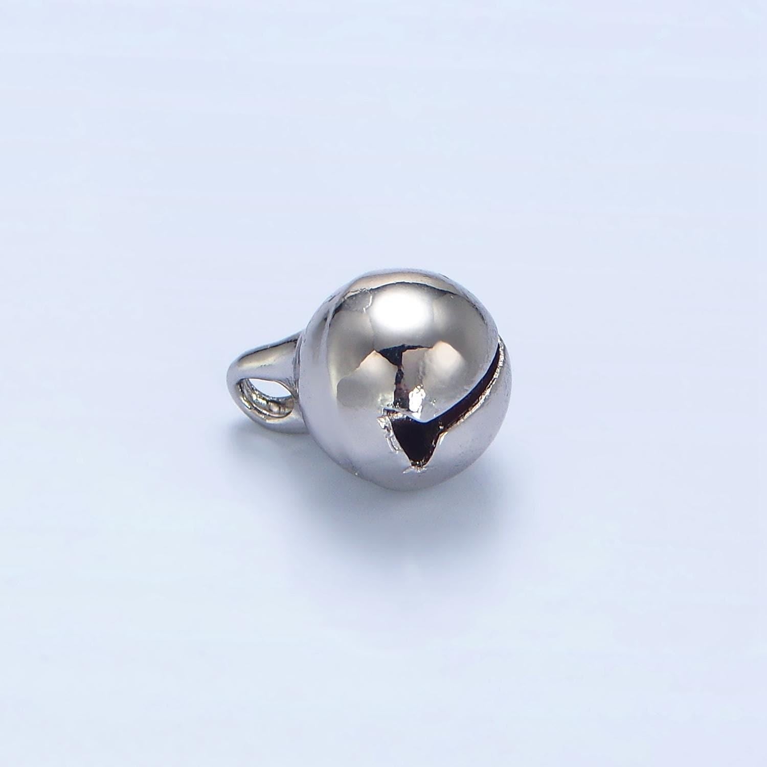 Mini jingle bell charm 6x9mm in gold & silver 24k gold filled charms | x-884