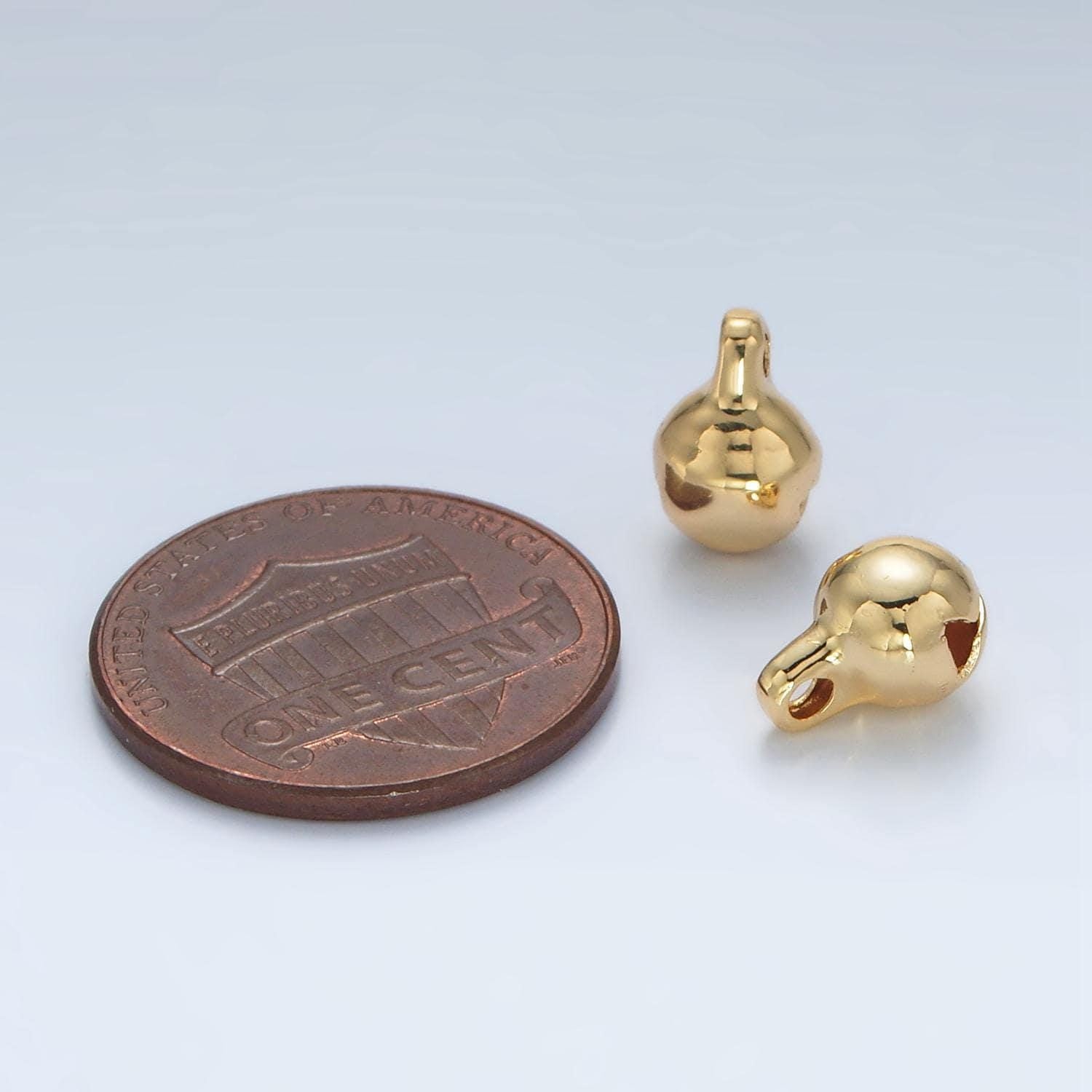 Mini jingle bell charm 6x9mm in gold & silver 24k gold filled charms | x-884
