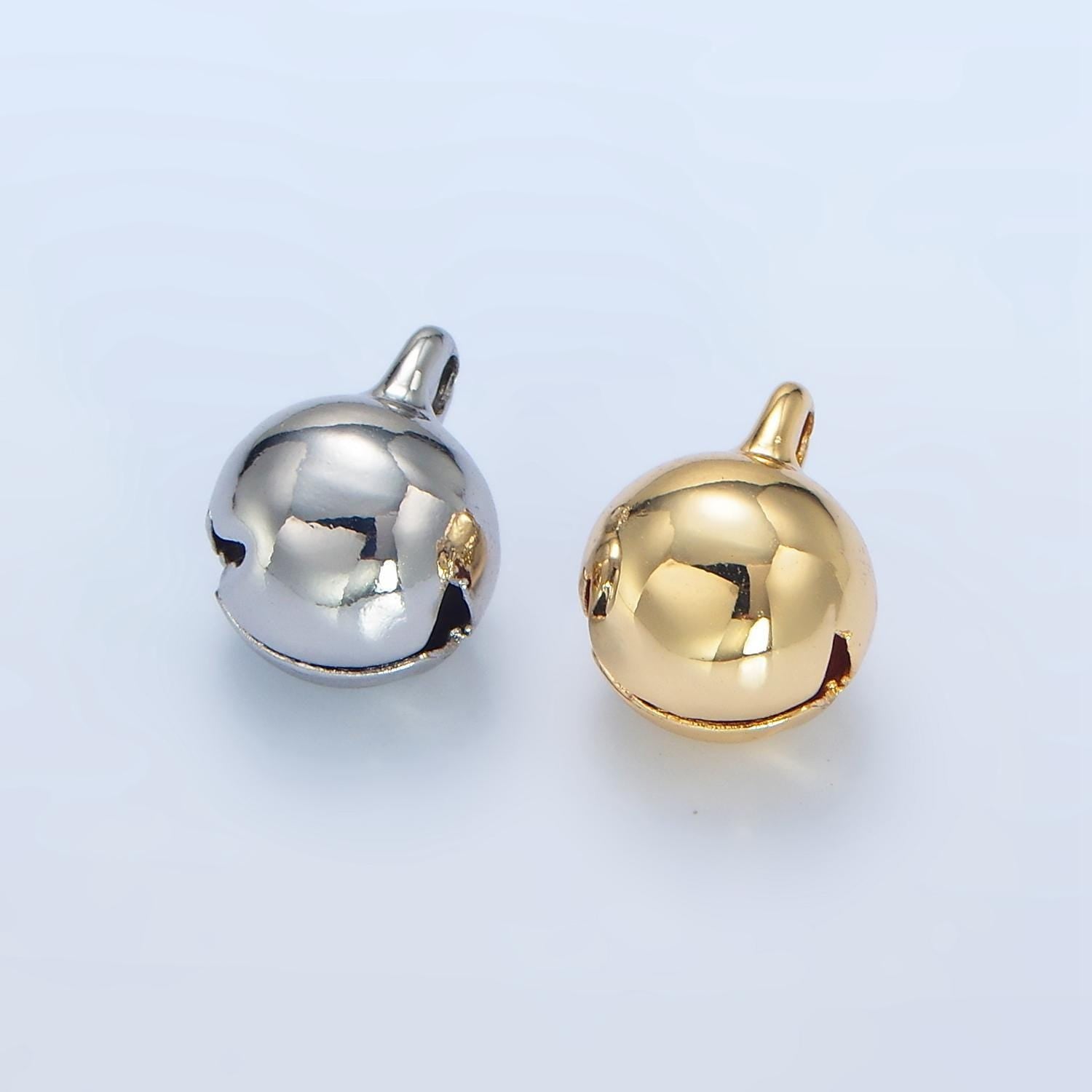 24k gold filled bell pendant charm, tinkle jingle bell pendant charm, white gold / gold pendant charm for diy jewelry 10x13 mm x883