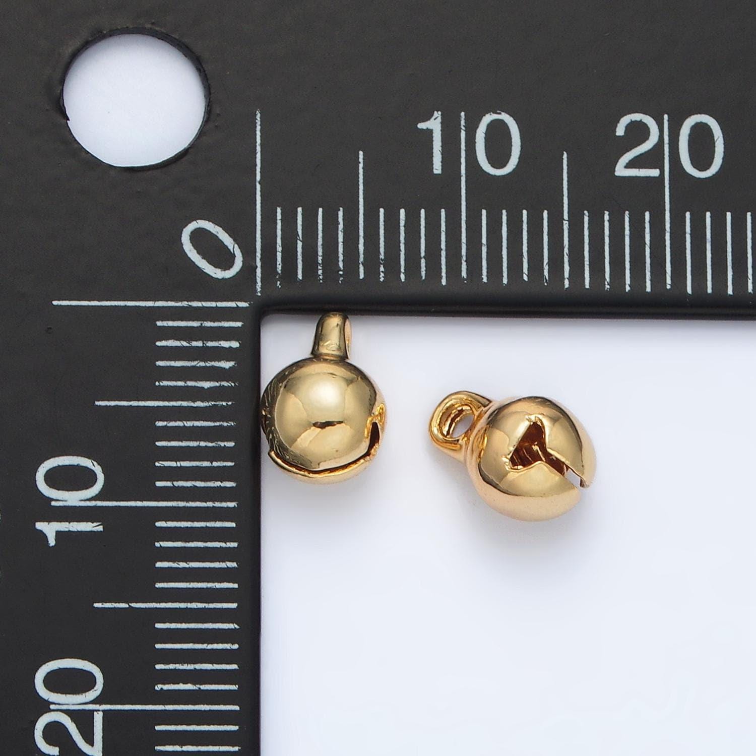 Mini jingle bell charm 6x9mm in gold & silver 24k gold filled charms | x-884