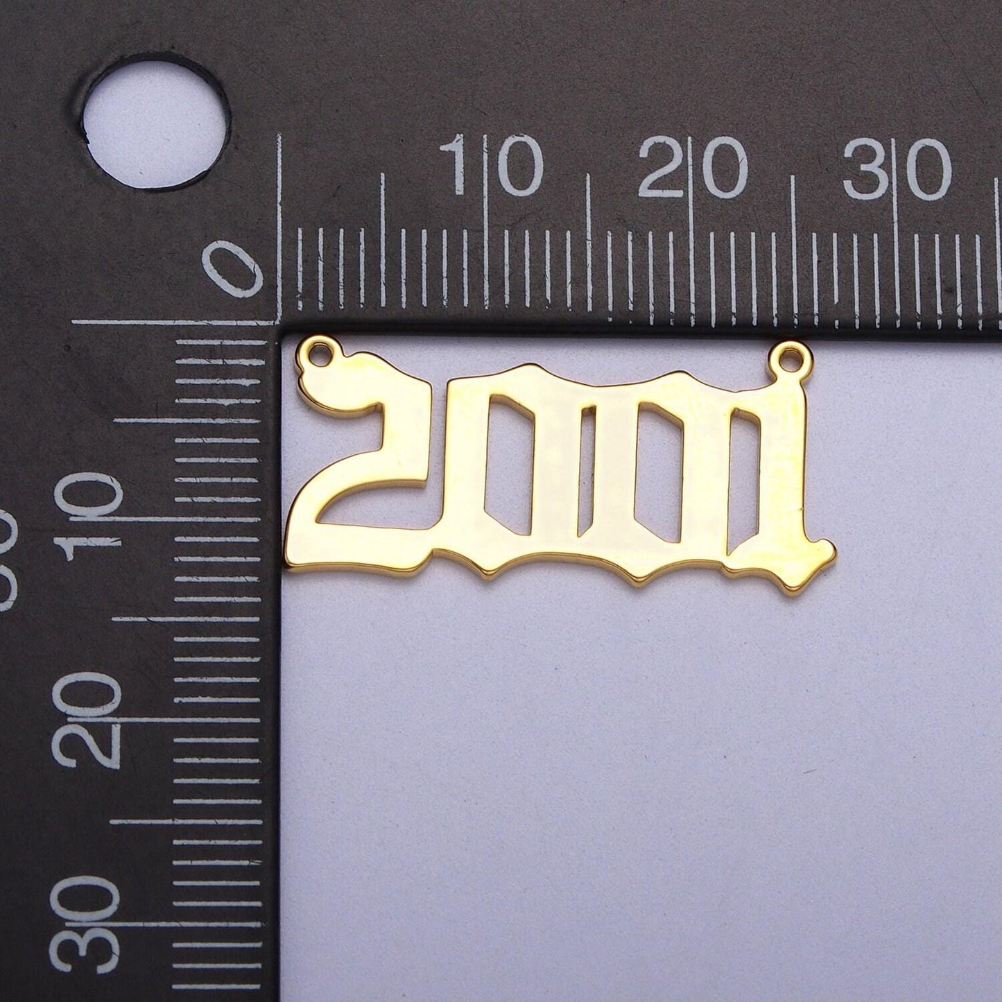 Gold filled birth year number charm connector birthday old english number link connector for personalized necklace bracelet component y690
