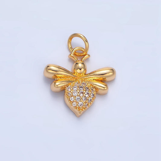 Cz micro paved queen bee insect 24k gold filled charm | x-872
