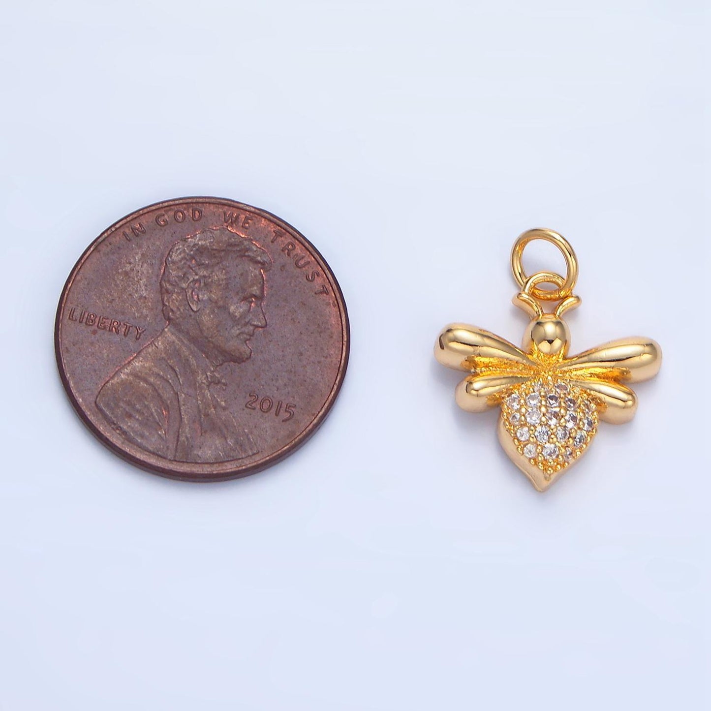 Cz micro paved queen bee insect 24k gold filled charm | x-872
