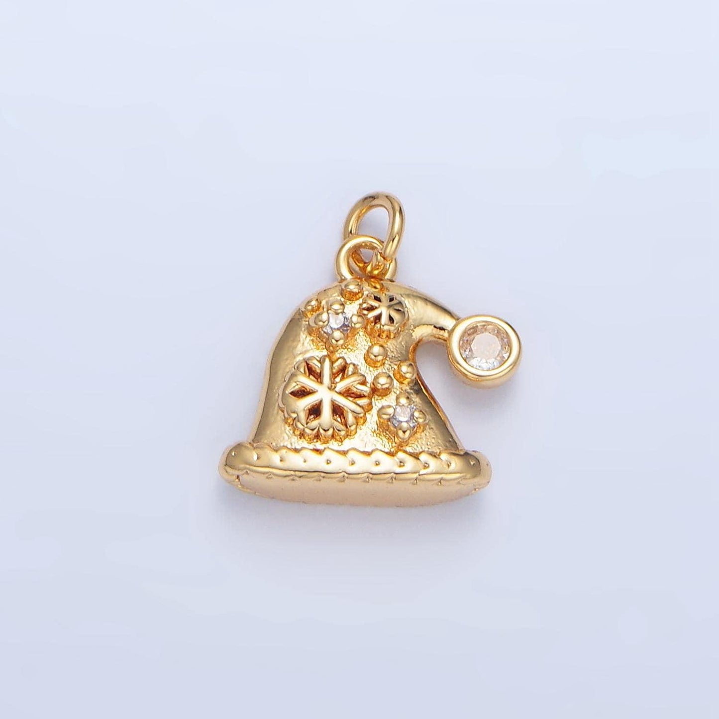 Cz snowflake christmas holiday hat 24k gold filled charm | x-852