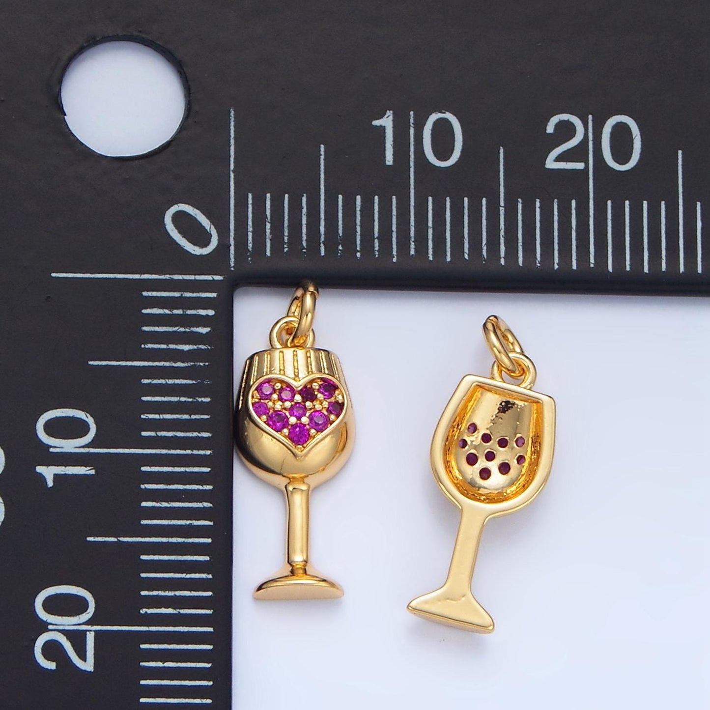 Love potion cup fuchsia cz 24k gold filled drink charm | x-844