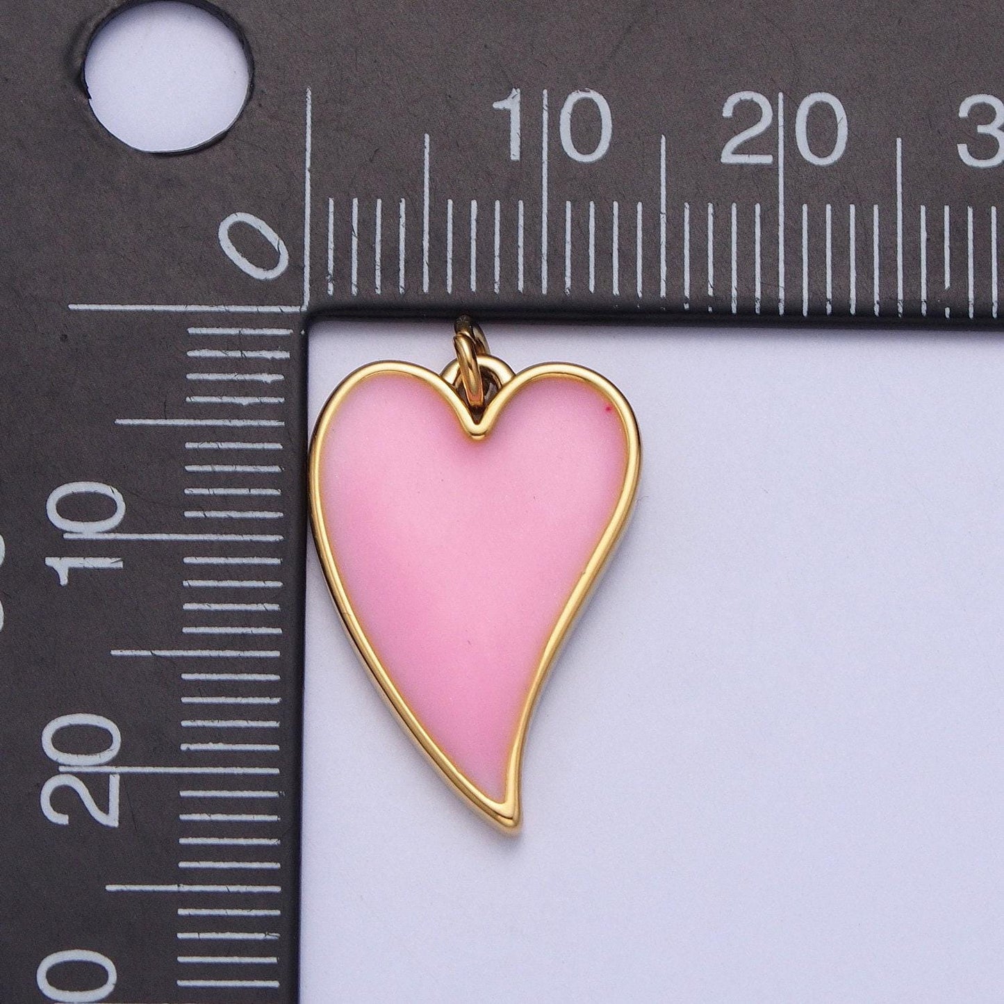 24k gold filled simple pink enamel heart charm, add on gold silver minimalistic pendant love jewelry | x-805, x-806