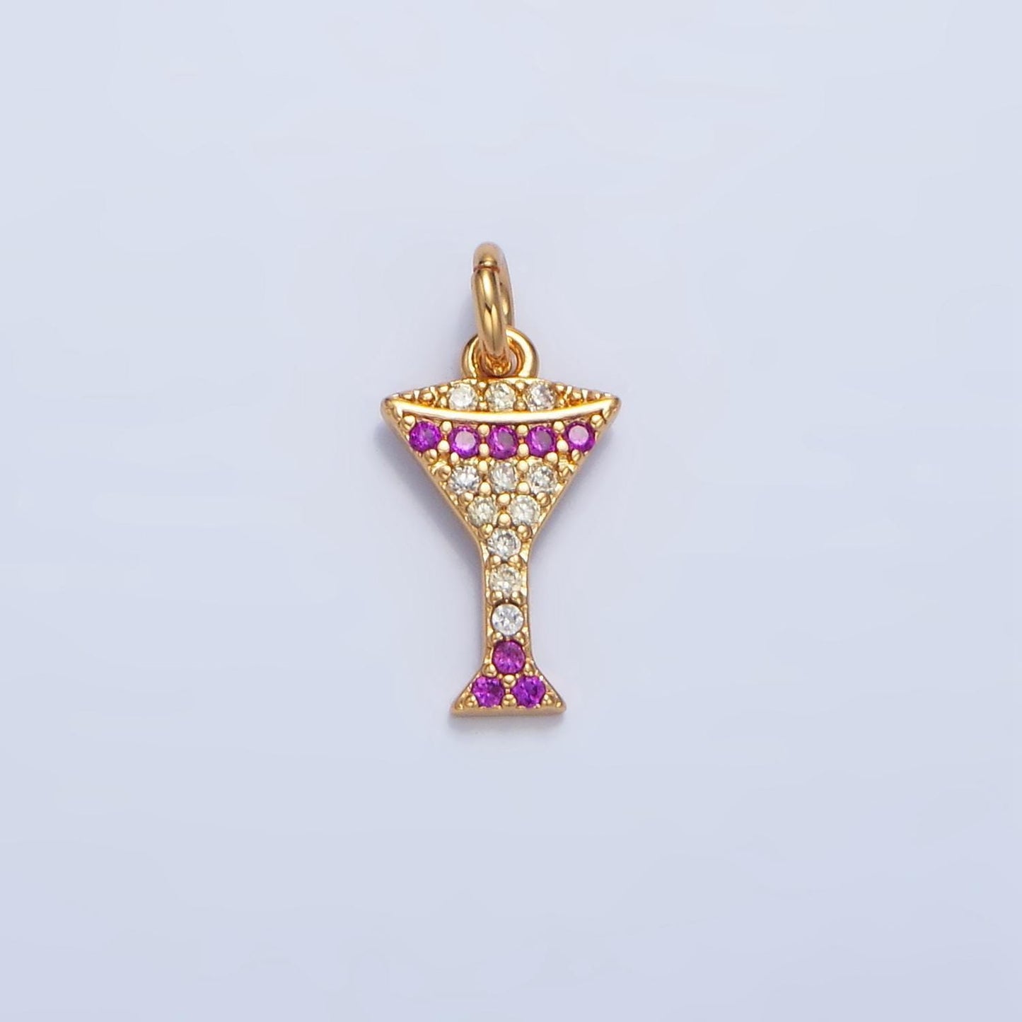 Gold micro pave cubic zirconia cz drinking cup, wine glass pendant cocktail charm for diy jewelry necklace making x791