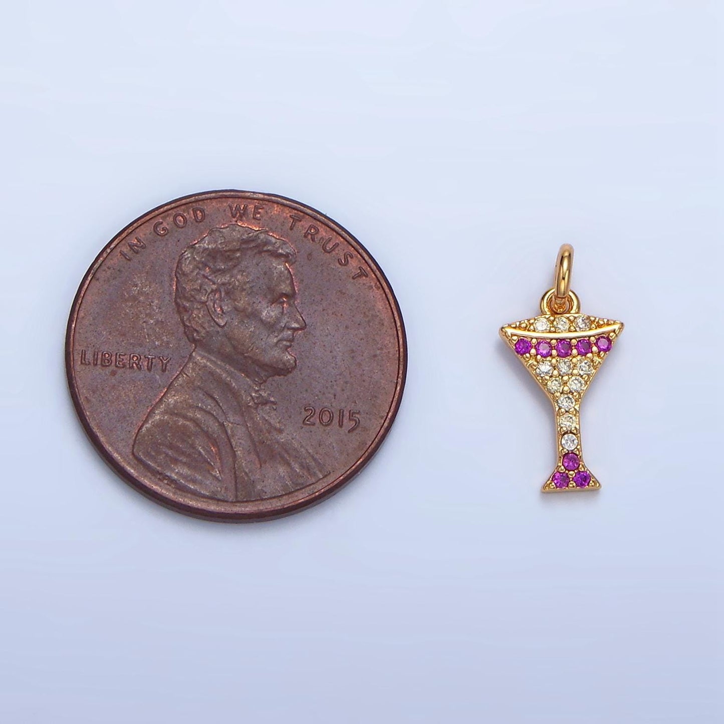 Gold micro pave cubic zirconia cz drinking cup, wine glass pendant cocktail charm for diy jewelry necklace making x791