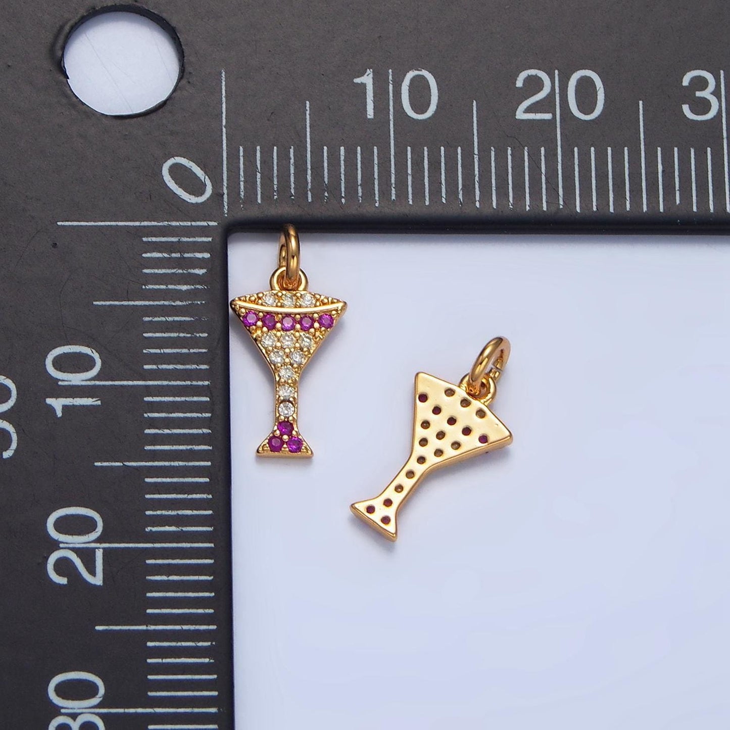 Gold micro pave cubic zirconia cz drinking cup, wine glass pendant cocktail charm for diy jewelry necklace making x791