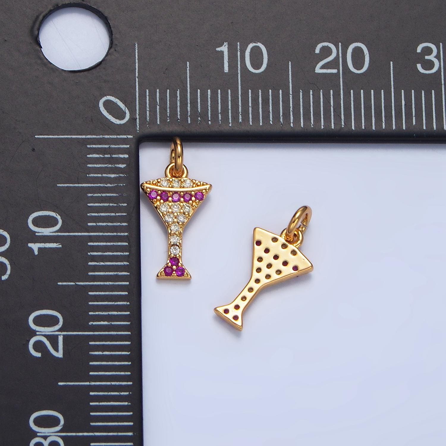 Gold micro pave cubic zirconia cz drinking cup, wine glass pendant cocktail charm for diy jewelry necklace making x791