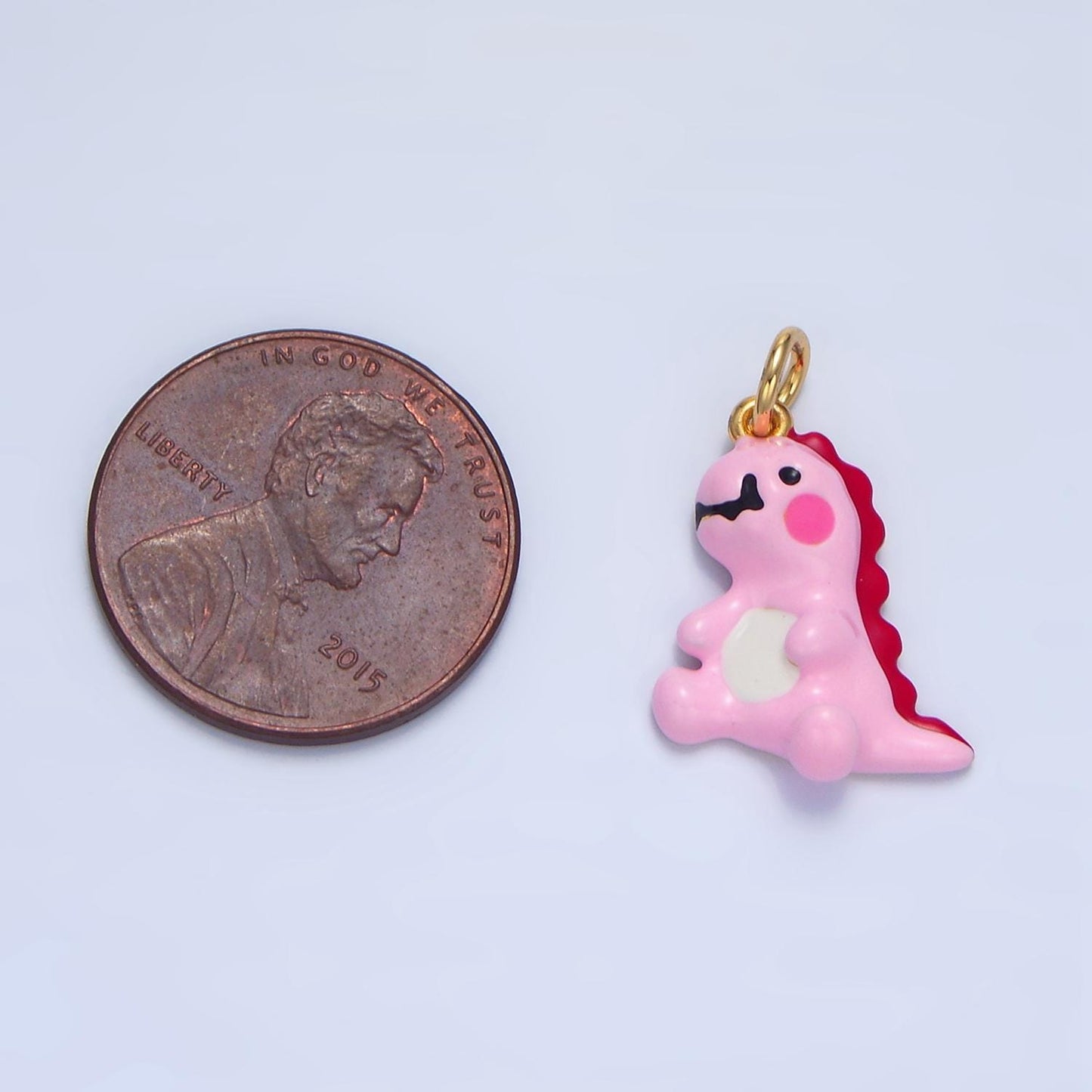 3d cute mini pink tiny dinosaur charm enamel dinosaur pendants cute t-rex charm for bracelet earring necklace charm supply godzilla | x789